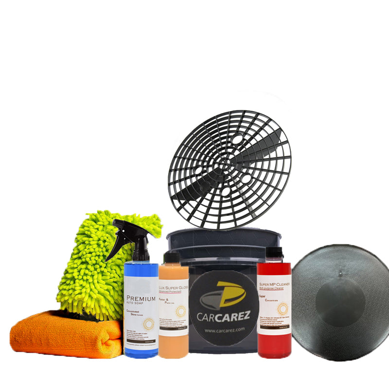 Premium Car Cleaning Kit with Car Wash Soap, Bucket, Microfiber Mitt & Accessories - Complete Auto Detailing Set for Car Washing, Waxing & Interior Cleaning