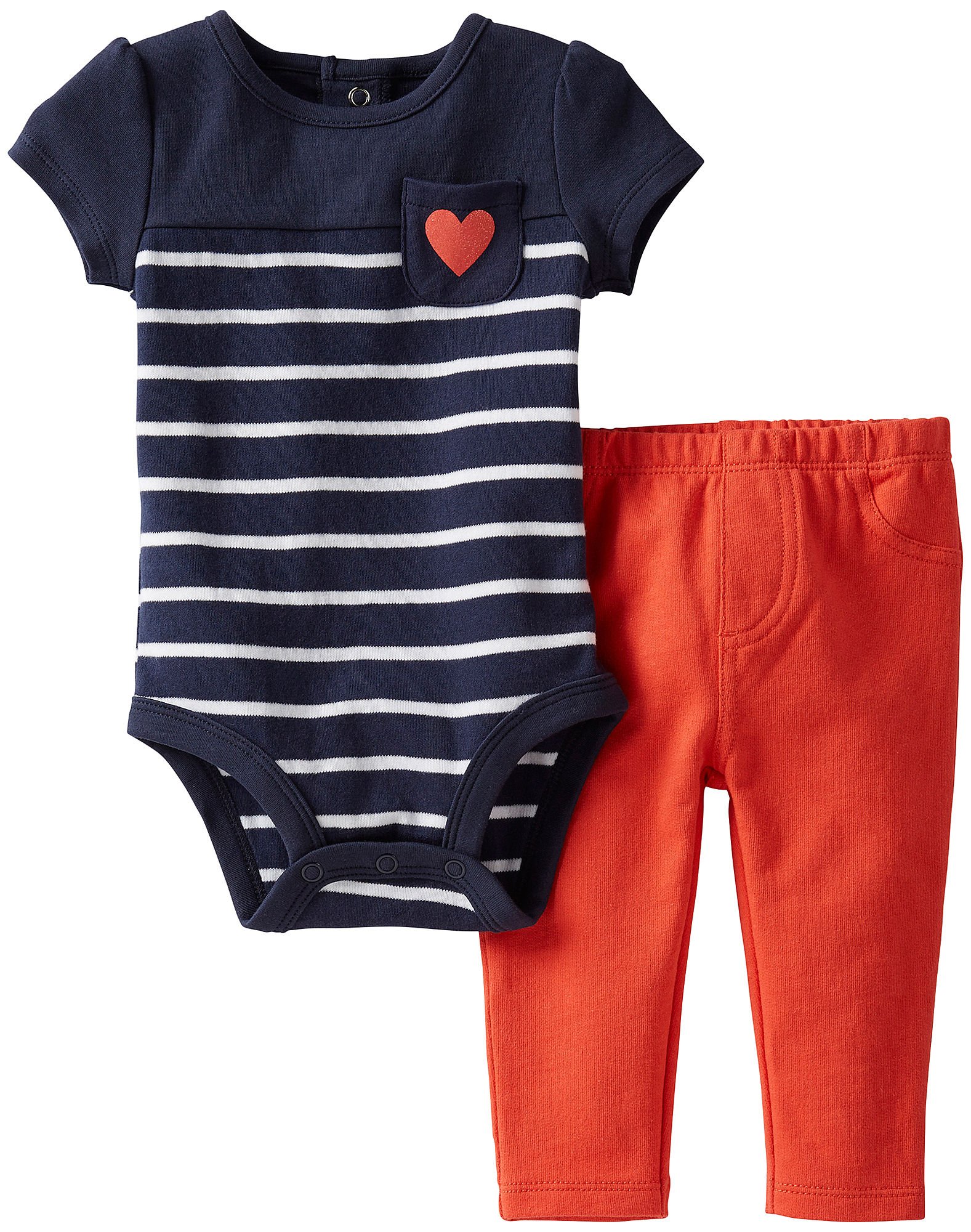 Carter's Baby Heart Stripe Bodysuit & Legging Set - Red Newborn Outfit for Boys & Girls | Soft Cotton Baby Clothes for Newborns 0-3 Months | Perfect for Photos, Holidays & Everyday Wear