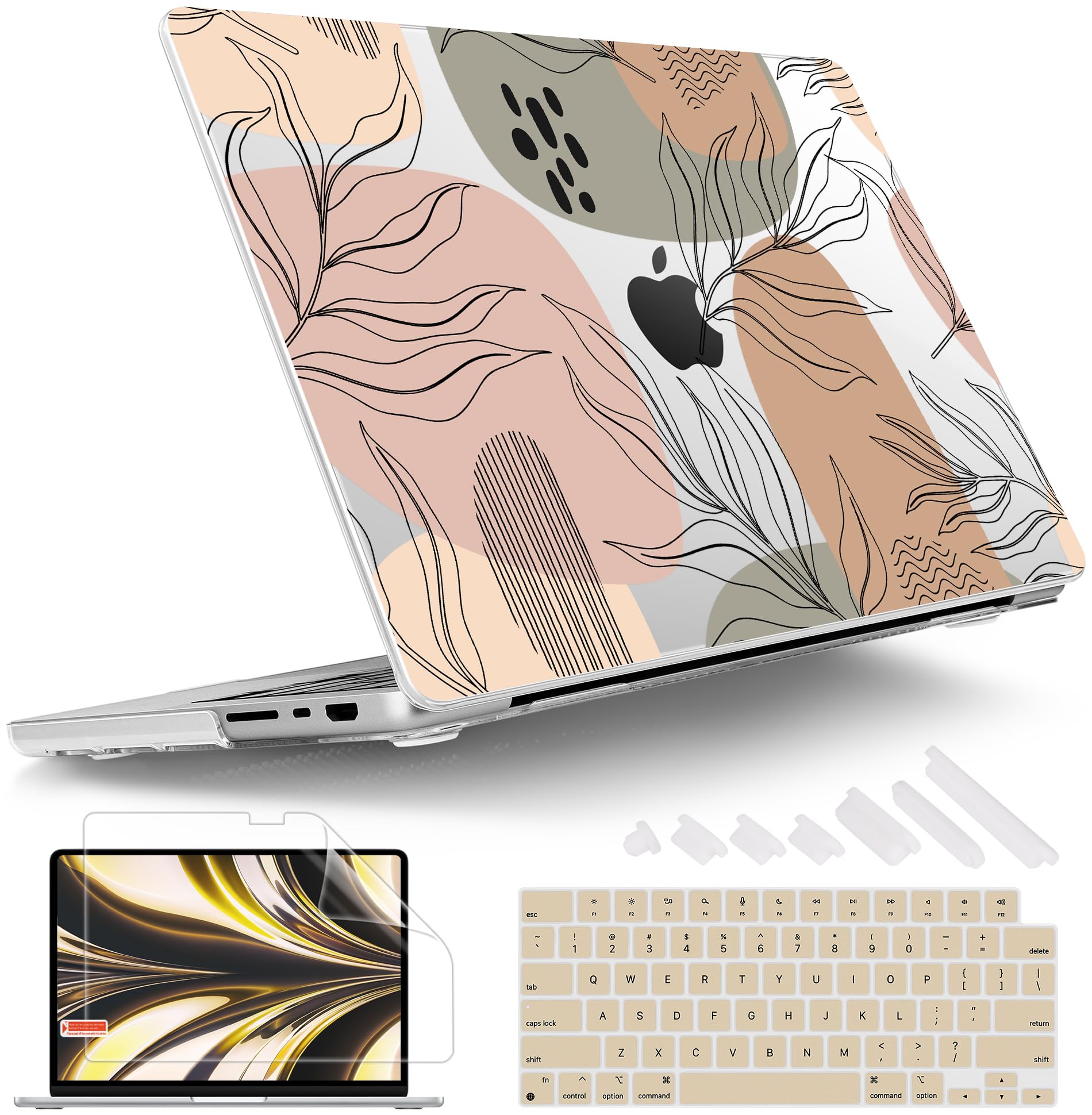 Durable Hard Shell Case for MacBook Pro 14 Inch (2021-2022 Model A2442 M1 Pro/Max) - Includes Keyboard Cover & Screen Protector | Tropical Leaves Design | Perfect for Office, Travel & School Protection