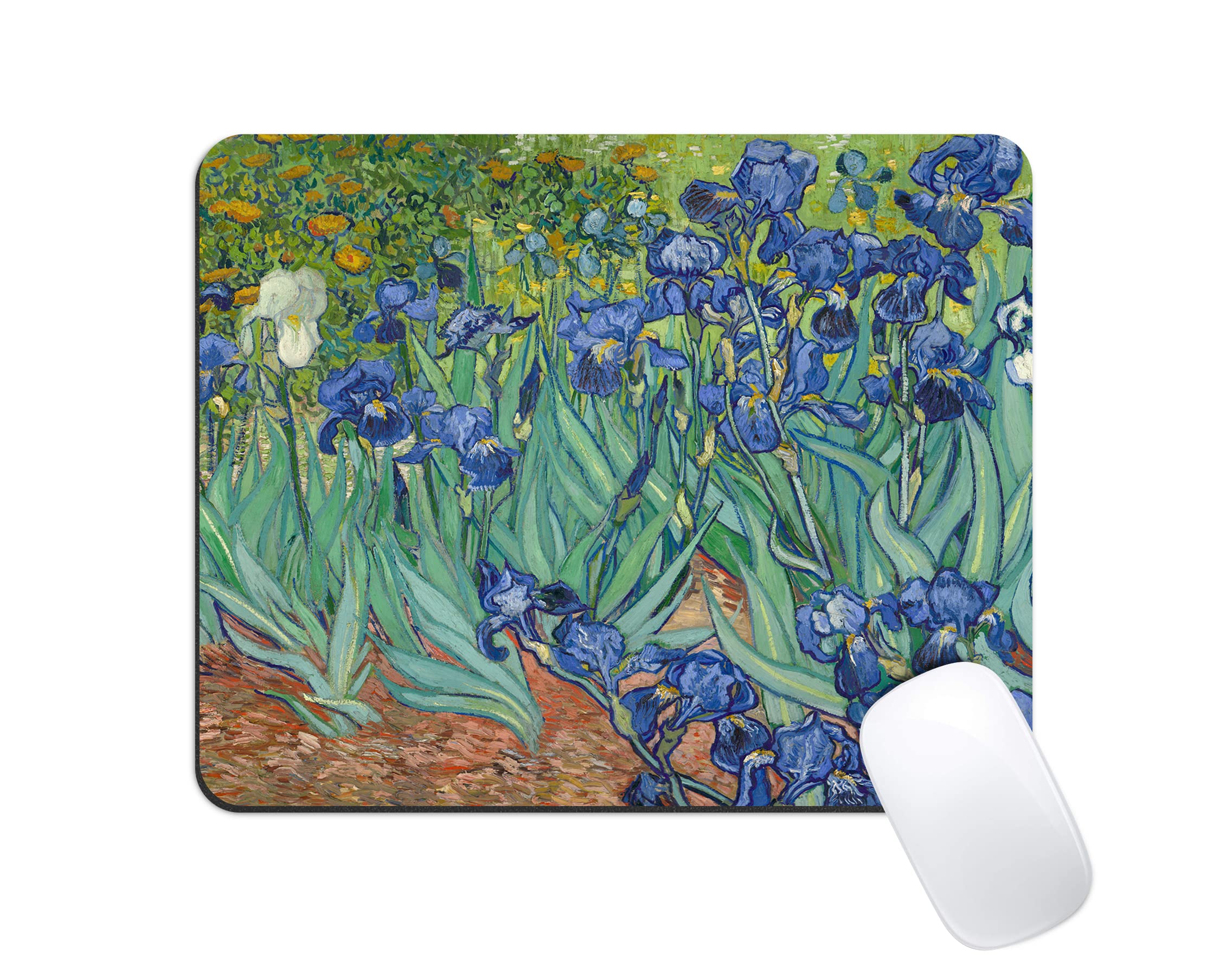 Upgraded Large Gaming Mouse Pad - 11.8x9.8 Inches Non-Slip Rubber Base Mouse Mat for PC, Laptop, Office & Home (Van Gogh Irises Design) | Perfect for Gaming, Work, and Graphic Design