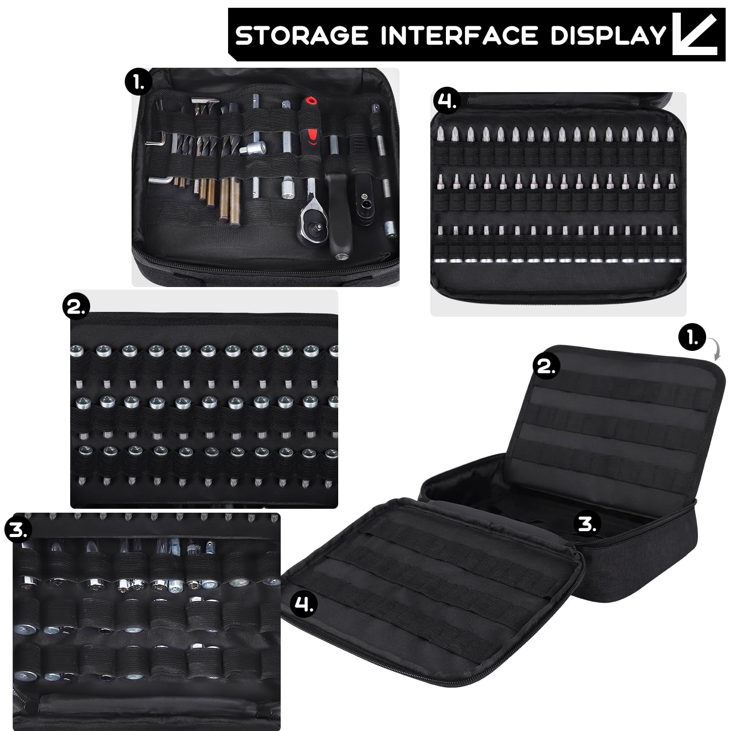 138-Hole Portable Socket & Drill Bit Organizer Holder - Fits 1/4