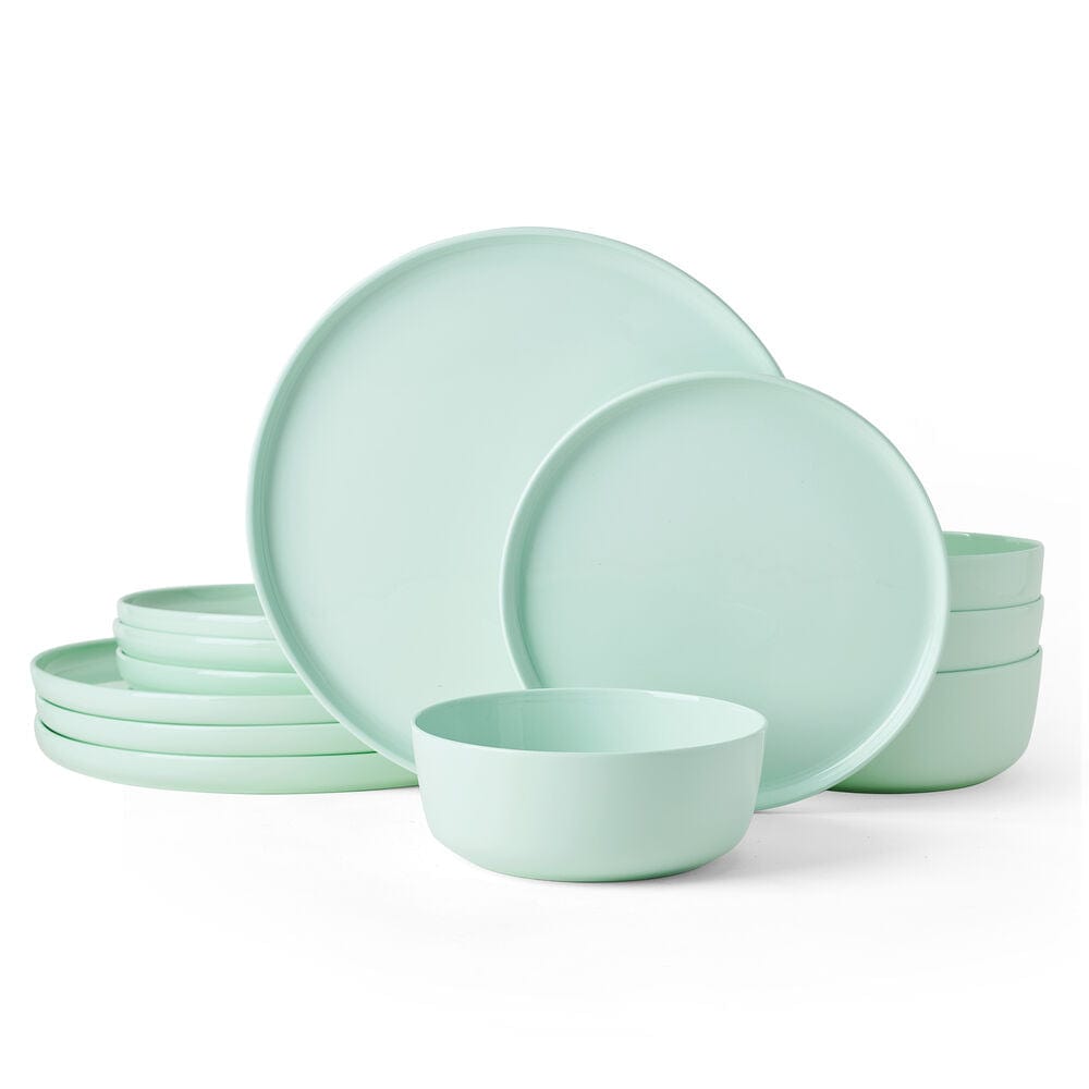 Madison Mint 12-Piece Dinnerware Set - Service for 4 People | Elegant Porcelain Plates, Bowls & Mugs | Perfect for Family Dinners, Entertaining Guests & Everyday Use
