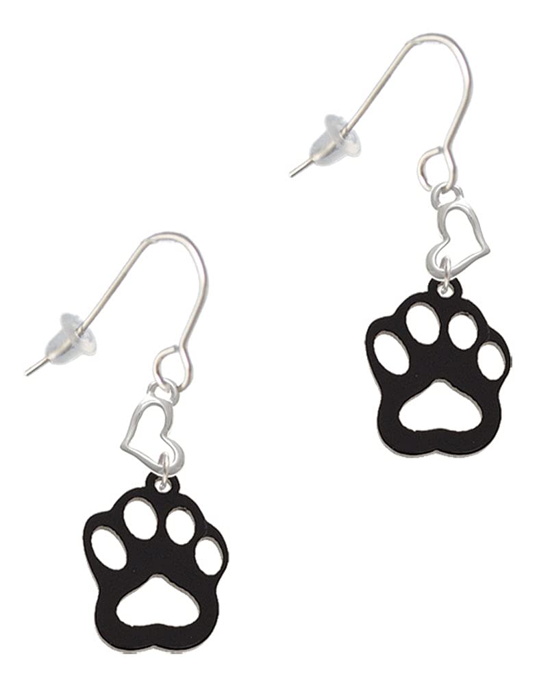 Delight Jewelry Acrylic Small Paw & Heart French Earrings - Cute Animal Inspired Dangle Earrings for Women & Girls - Perfect for Casual Wear, Parties & Gifts