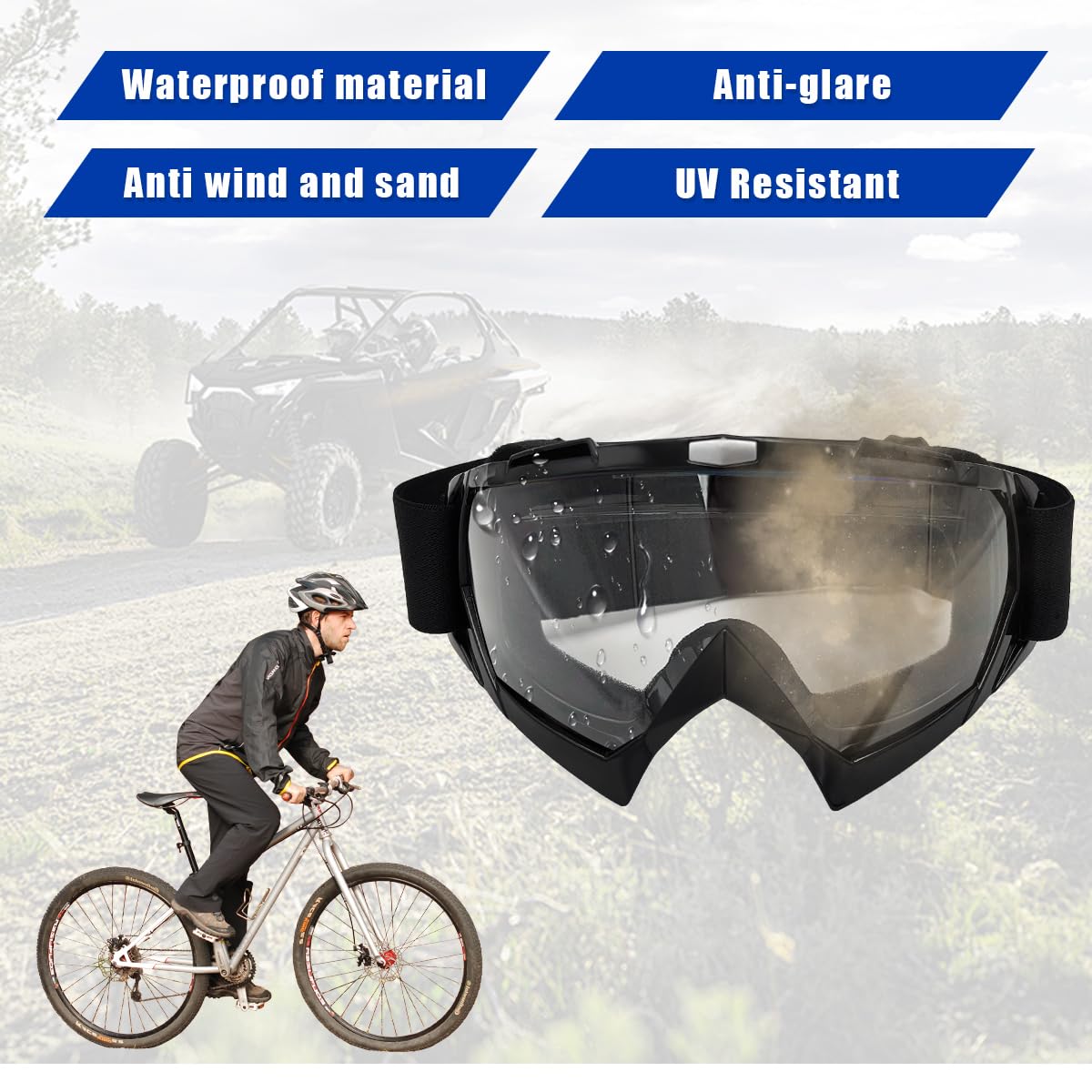 Dirt Bike Goggles - Windproof & Dustproof Ski Racing Goggles for Men & Women - ATV Motorcycle Safety Goggles with Clear Lens - Perfect for Off-Road, Motocross, Snowboarding & Outdoor Sports