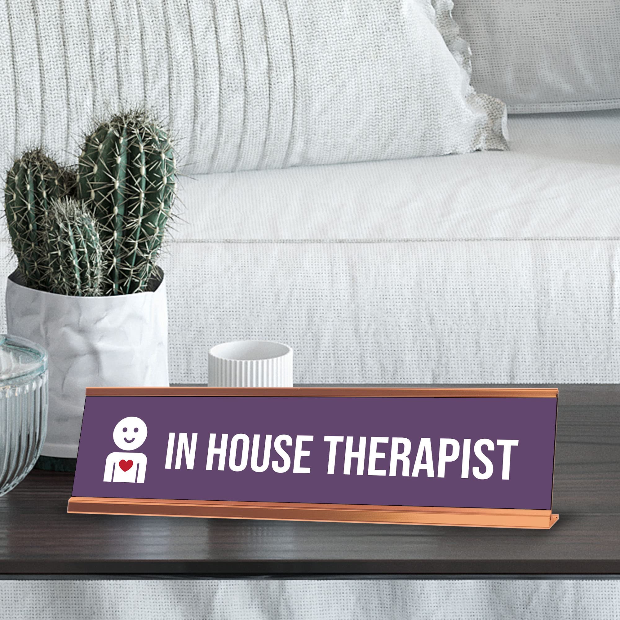 Purple Rose Gold Therapist Desk Sign - 2 x 8 Inch Office Decor for Mental Health Professionals, Counselors & Psychologists - Perfect for Therapy Rooms, Private Practices & Reception Areas