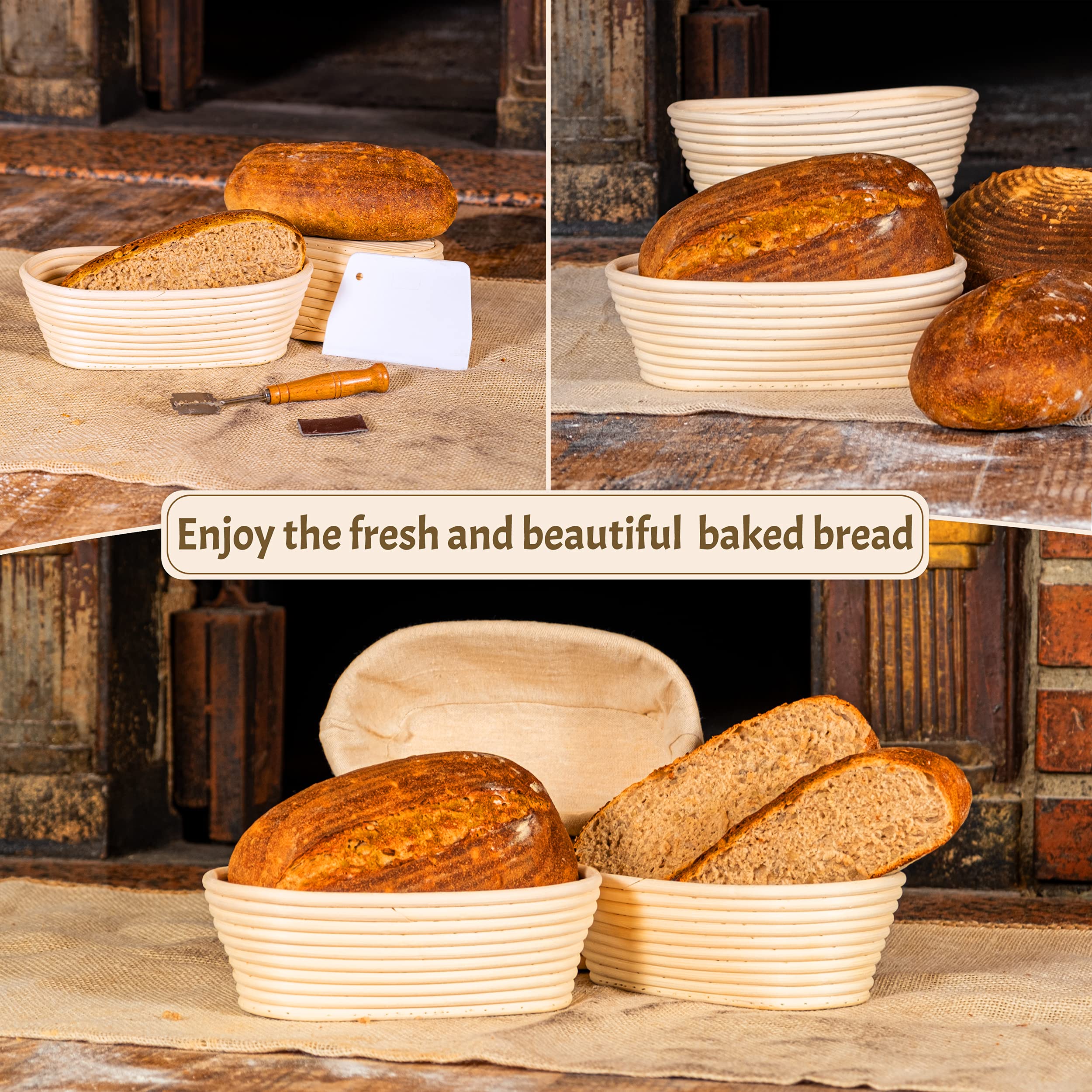 Premium Oval Banneton Proofing Basket Set of 2 (10