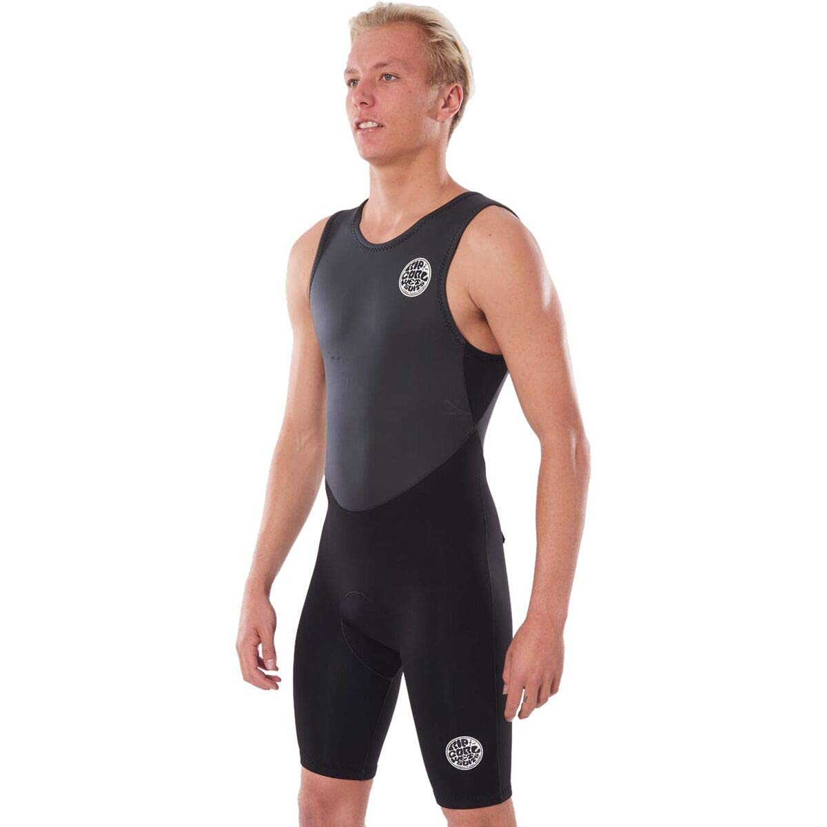 Rip Curl Men's Dawn Patrol 1.5mm Back Zip Short John Wetsuit - Black - Easy Stretch E5 Neoprene - High Stretch E-Stitch for Surfing, Swimming & Water Sports