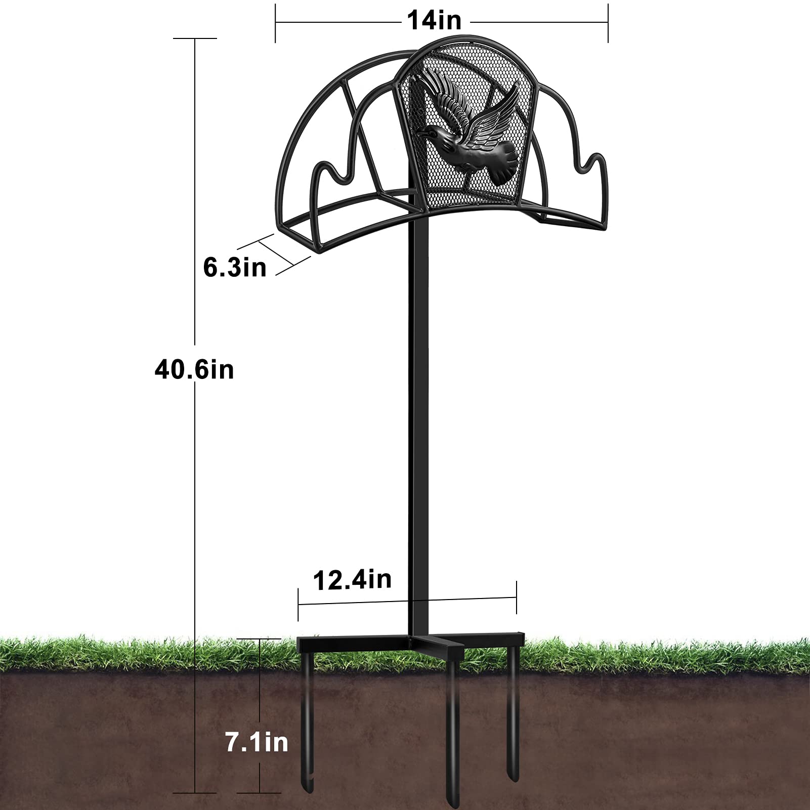AMAGABELI Heavy Duty Metal Garden Hose Holder Stand - Freestanding Outdoor Hose Reel Hanger with Detachable Design, Decorative & Sturdy Lawn Hose Storage Stake for Yard, Garden, and Home - Perfect for Organizing Water Hoses in Backyard, Patio, and Outdoor Spaces
