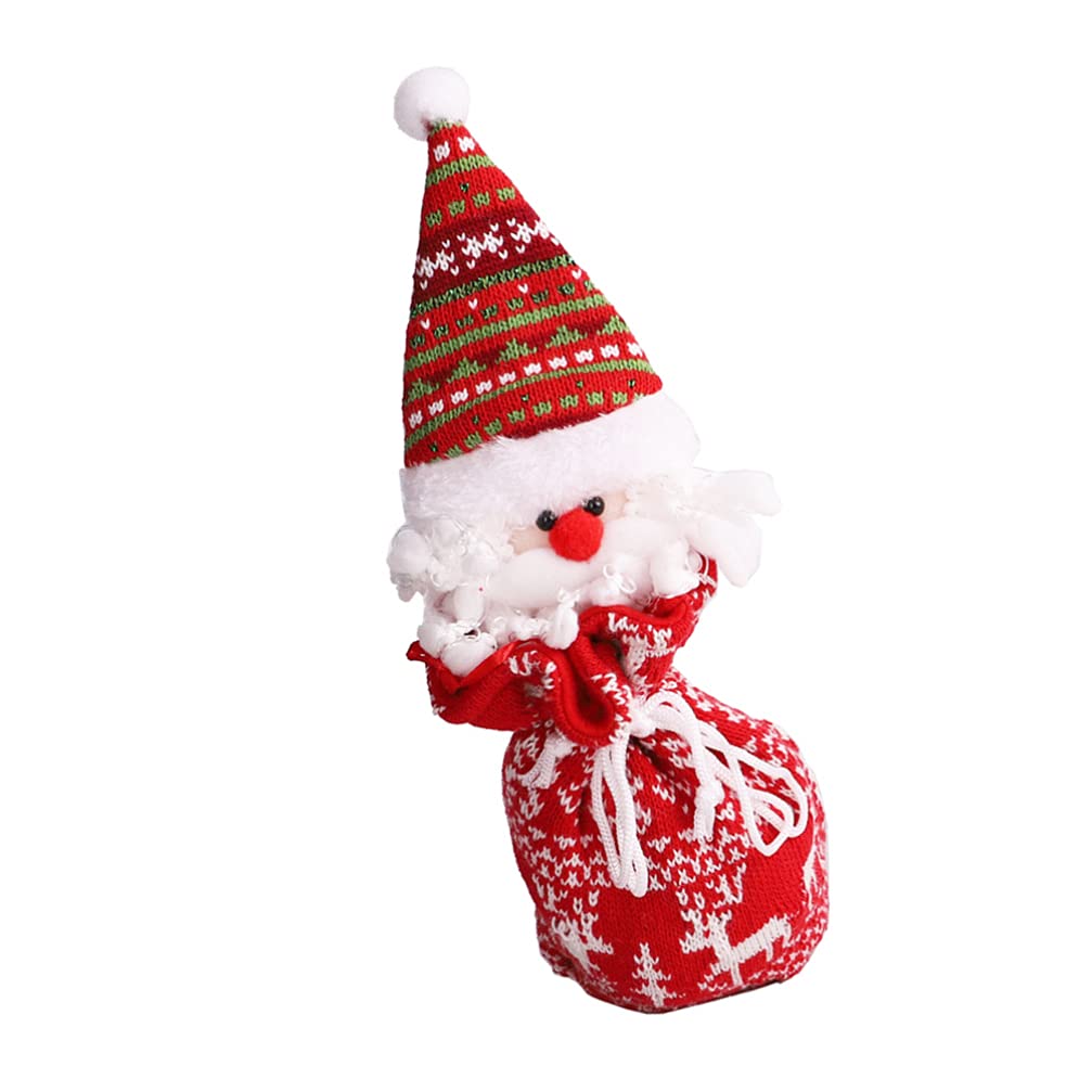 NUOBESTY 1PC Knitted Christmas Gift Bag with Drawstring - Santa Claus Design for Holiday Party Favors, Stocking Stuffers, Candy & Cookie Storage - Perfect for Kids Xmas Gifts, Home Decor & Festive Celebrations