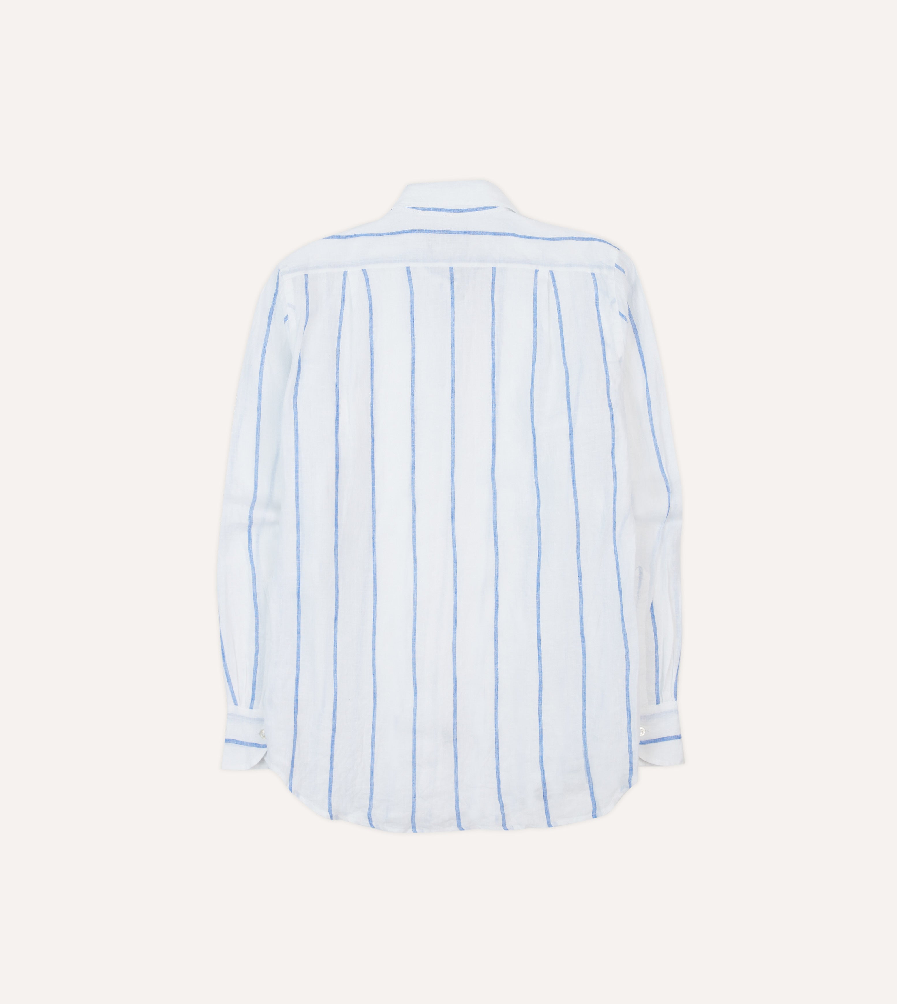 Premium Blue Fine Stripe Linen Spread Collar Men's Dress Shirt - Business Casual & Summer Office Wear