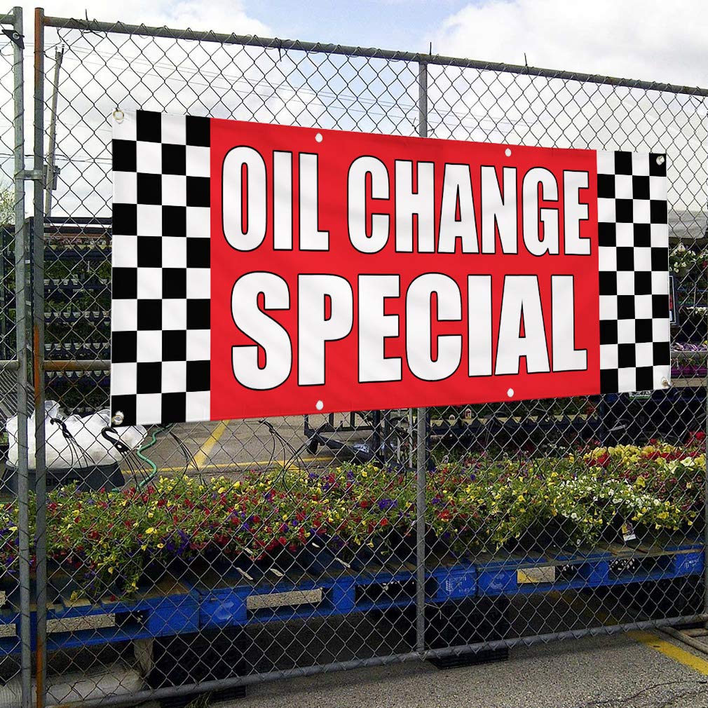 Custom Vinyl Banners for Oil Change Specials & Auto Repair - Weatherproof 60x144 Inches with 10 Grommets | Perfect for Car Dealerships, Body Shops & Outdoor Advertising