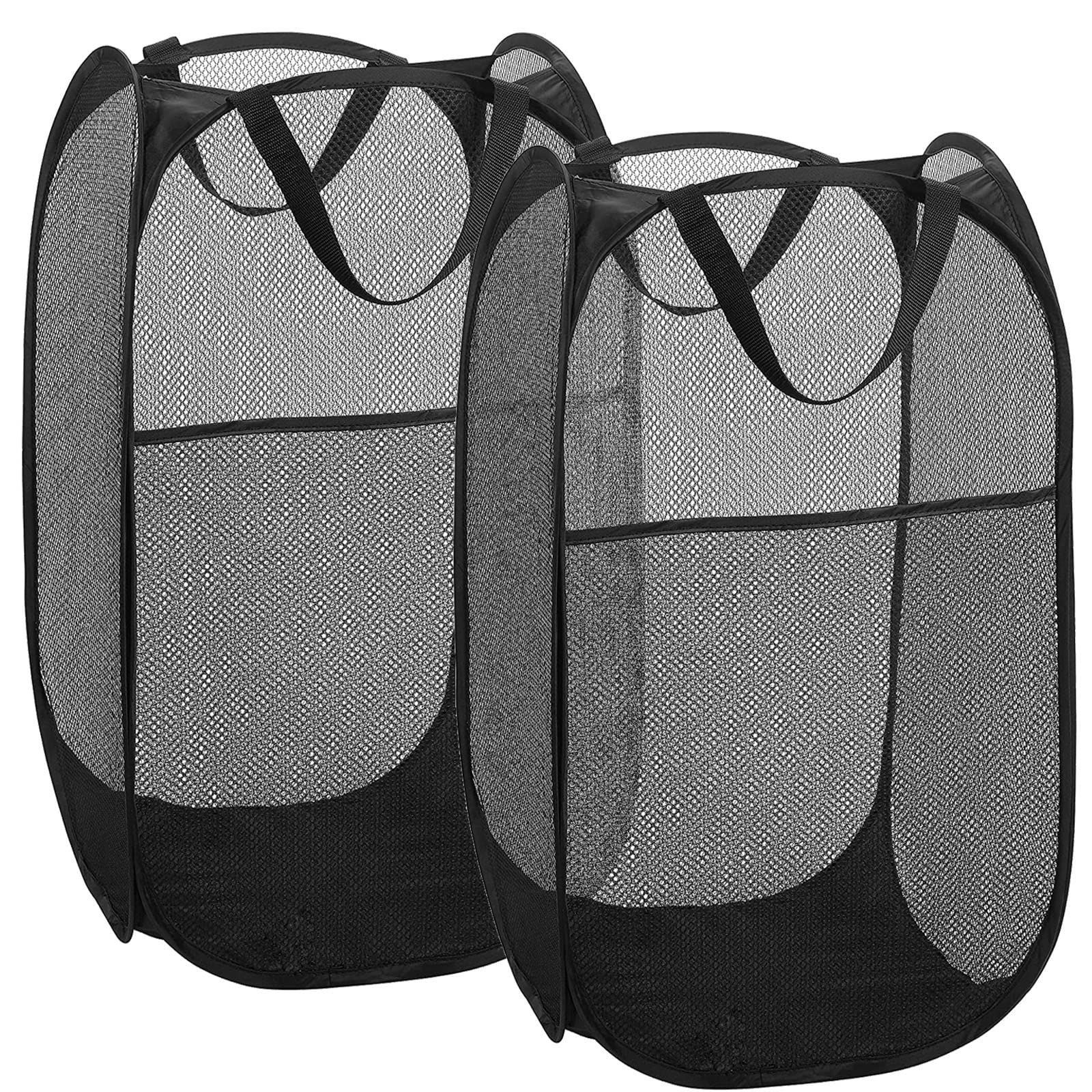 2 Pack Foldable Mesh Laundry Baskets with Reinforced Handles - Pop-Up Design for Easy Storage - Perfect for Laundry Room, Dorm, or Travel Organization