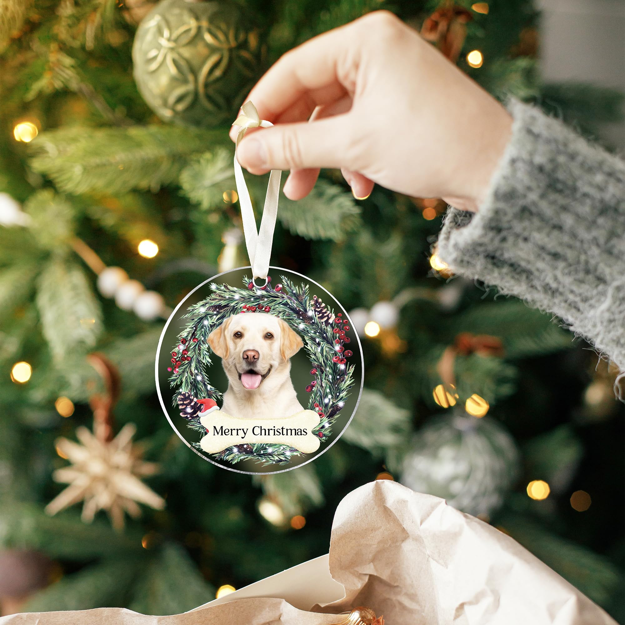Labrador Retriever Christmas Ornament - Acrylic Dog Lover Gift for Women | Pet Memorial Keepsake, Holiday Tree Decoration & Labrador Owner Present 2023