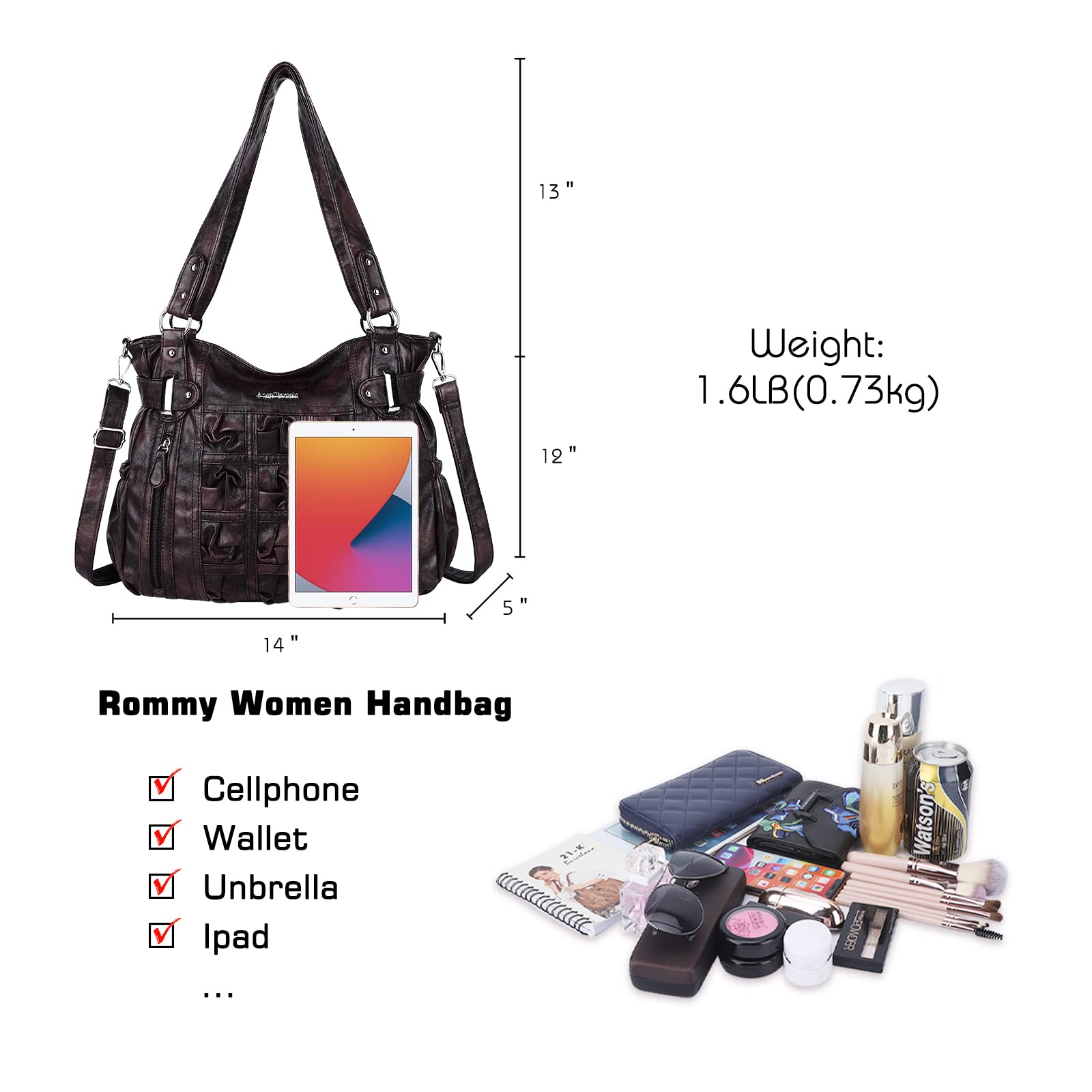 Stylish Angel Barcelo Hobo Purses for Women - Large Fashion Shoulder Bags & Satchel Handbags | Perfect for Work, Travel, and Everyday Use