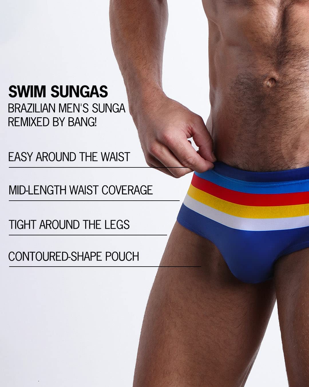 Bang Men's Swimwear - Sexy Fit Brazilian Sunga Swimsuit for Men | Beach, Pool & Vacation Swim Trunks | Quick-Dry Comfortable Swim Shorts