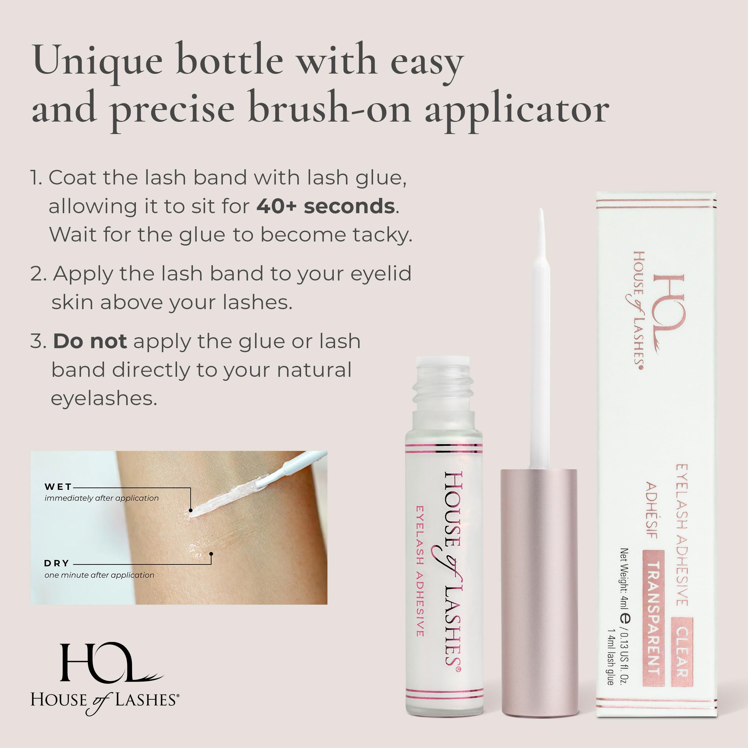 House of Lashes Latex-Free Eyelash Glue for Sensitive Eyes - Clear Lash Adhesive for Strip Lashes & Extensions - Long-Lasting All Day Wear (2 Pack) - Perfect for Weddings, Parties & Daily Makeup Looks