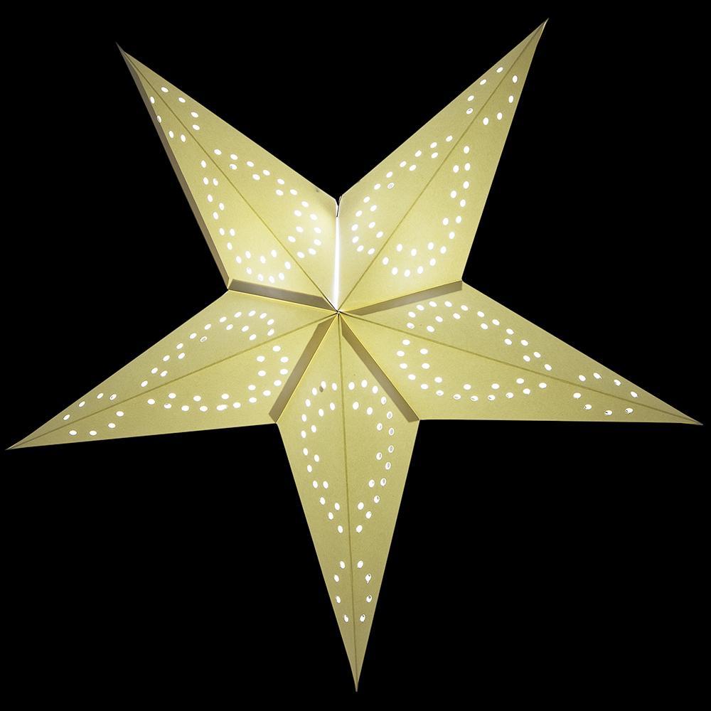 26-Pack White Paper Star Lanterns with Cut-Out Dots - Hanging Party Decorations for Weddings, Baby Showers & Home Decor