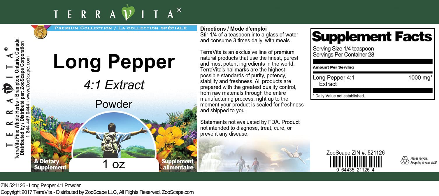 Long Pepper 4:1 Extract Powder (1 oz) - 2 Pack | Premium Herbal Supplement for Cooking, Tea & Wellness
