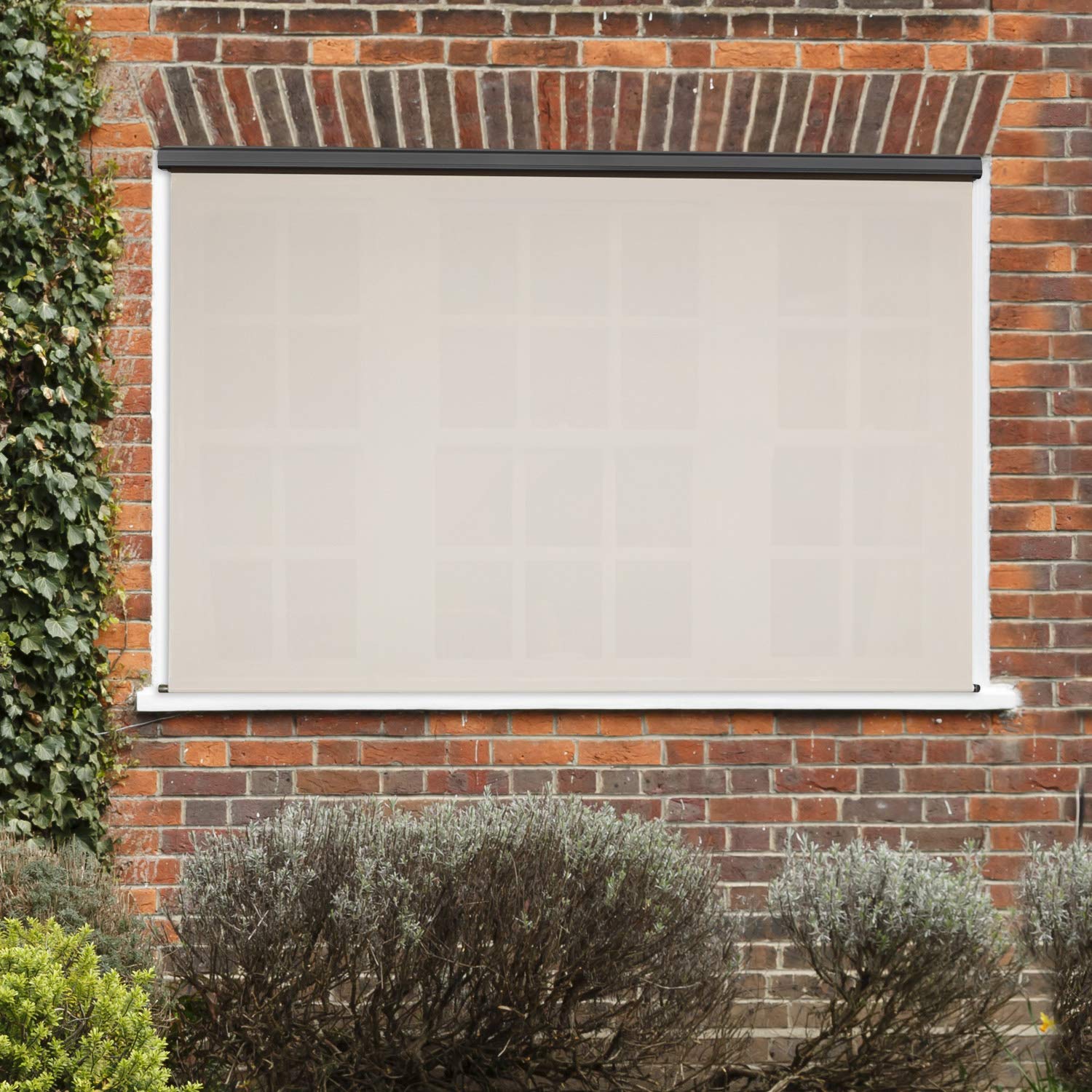 Amatria AA.MA.DC.4 Grand Rechargeable Motorized Outdoor Sun Shade with Valance - 4x8 Feet Honey Brown - Perfect for Patio, Deck, and Poolside Sun Protection