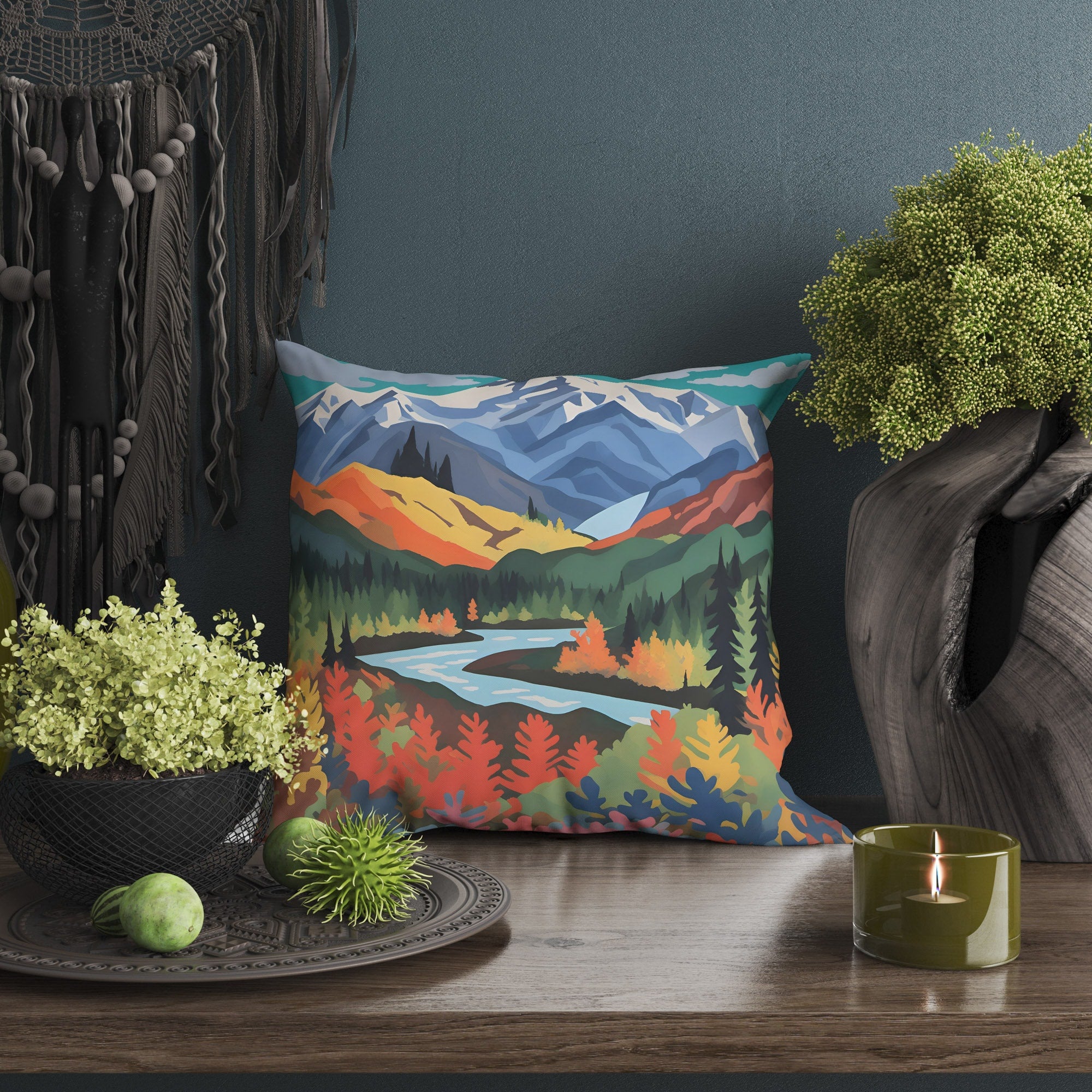 Denali National Park Alaska Travel Pillow Case - Soft 20x20 Inch Modern Farmhouse Pillow Cover for Home Decor & Adventure Enthusiasts
