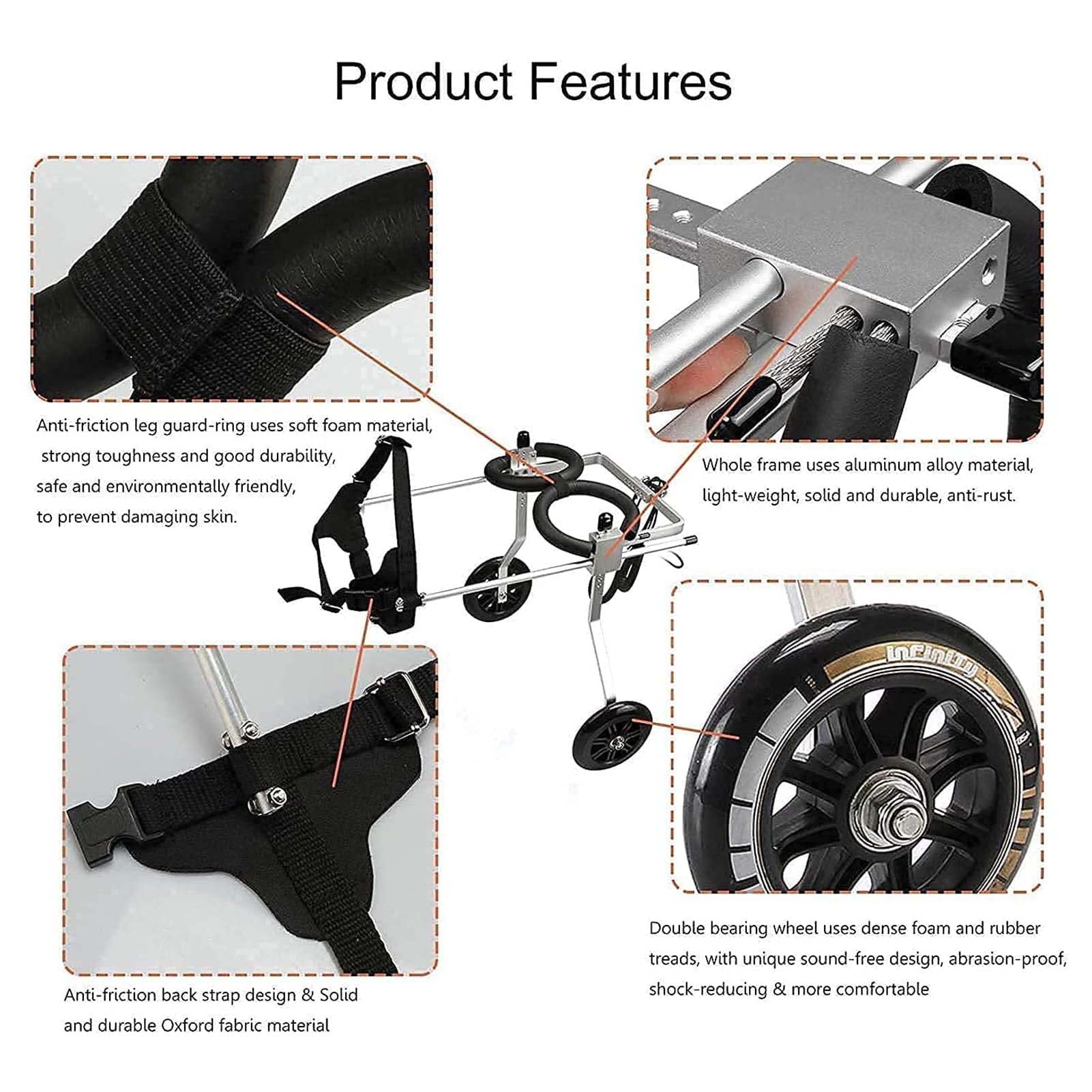Adjustable Dog Wheelchair for Disabled Pets - 2 Wheel Rear Leg Support Stroller for Rehabilitation Training & Mobility Aid - Perfect for Injured, Elderly, or Paralyzed Dogs - Indoor & Outdoor Use