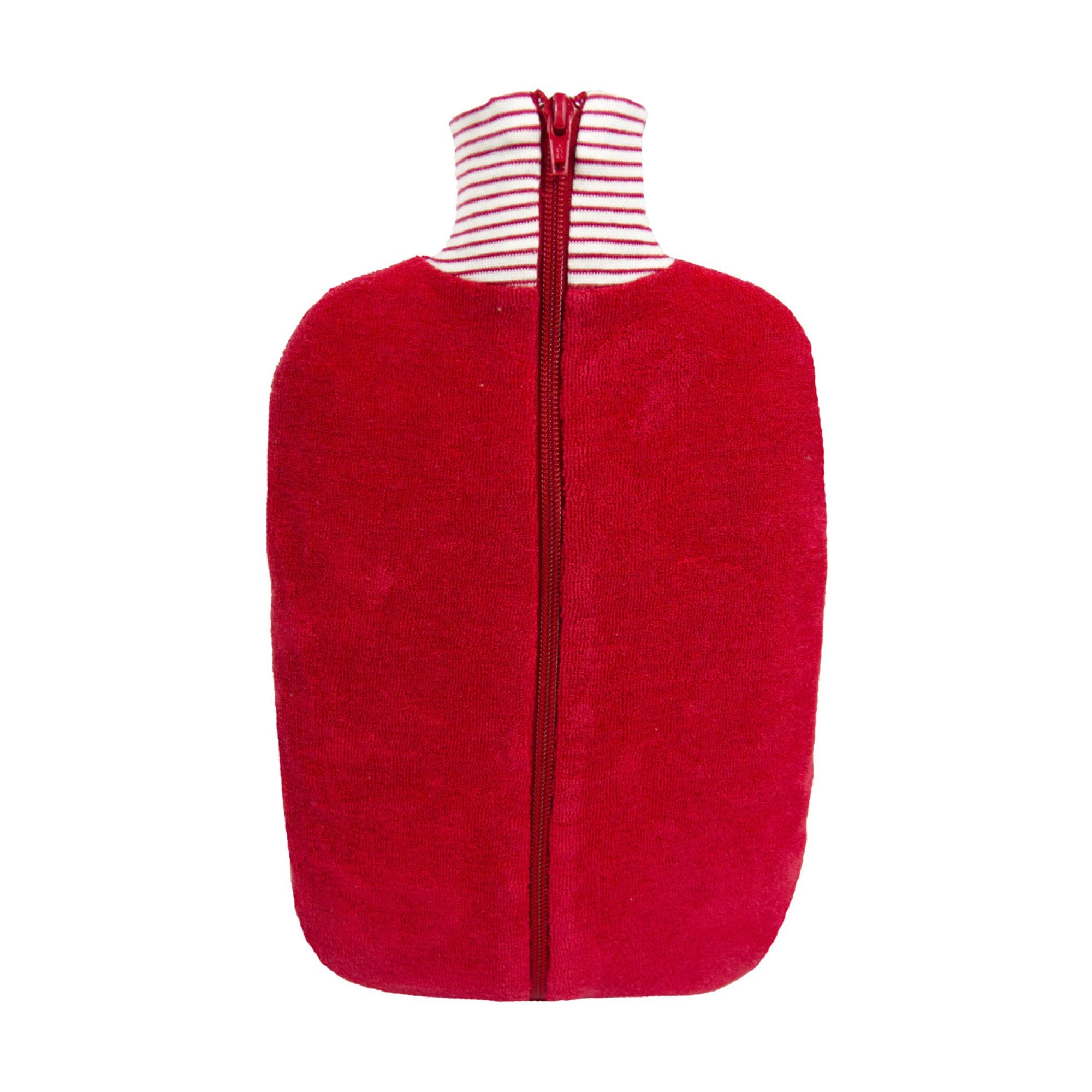 2 Liter Eco-Friendly Hot Water Bottle with Cherry Red Organic Cotton Cover - Rubber-Free, BPA-Free for Pain Relief, Warmth & Comfort - Perfect for Cold Nights, Menstrual Cramps & Winter Relaxation