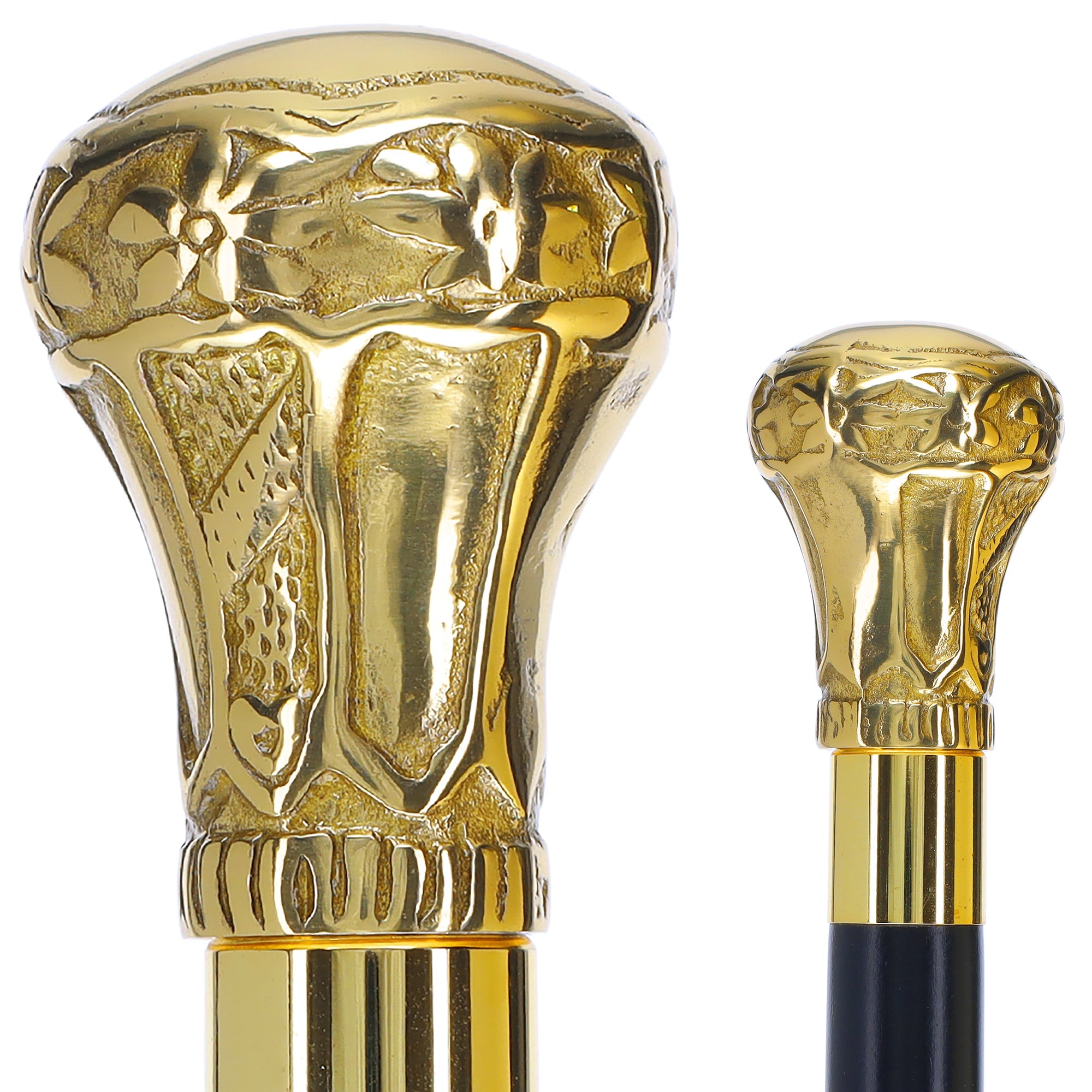 Premium Brass Knob Walking Cane with Custom Shaft & Collar V2371 - Scratch & Dent Resistant - Ideal for Seniors, Hiking, and Outdoor Support