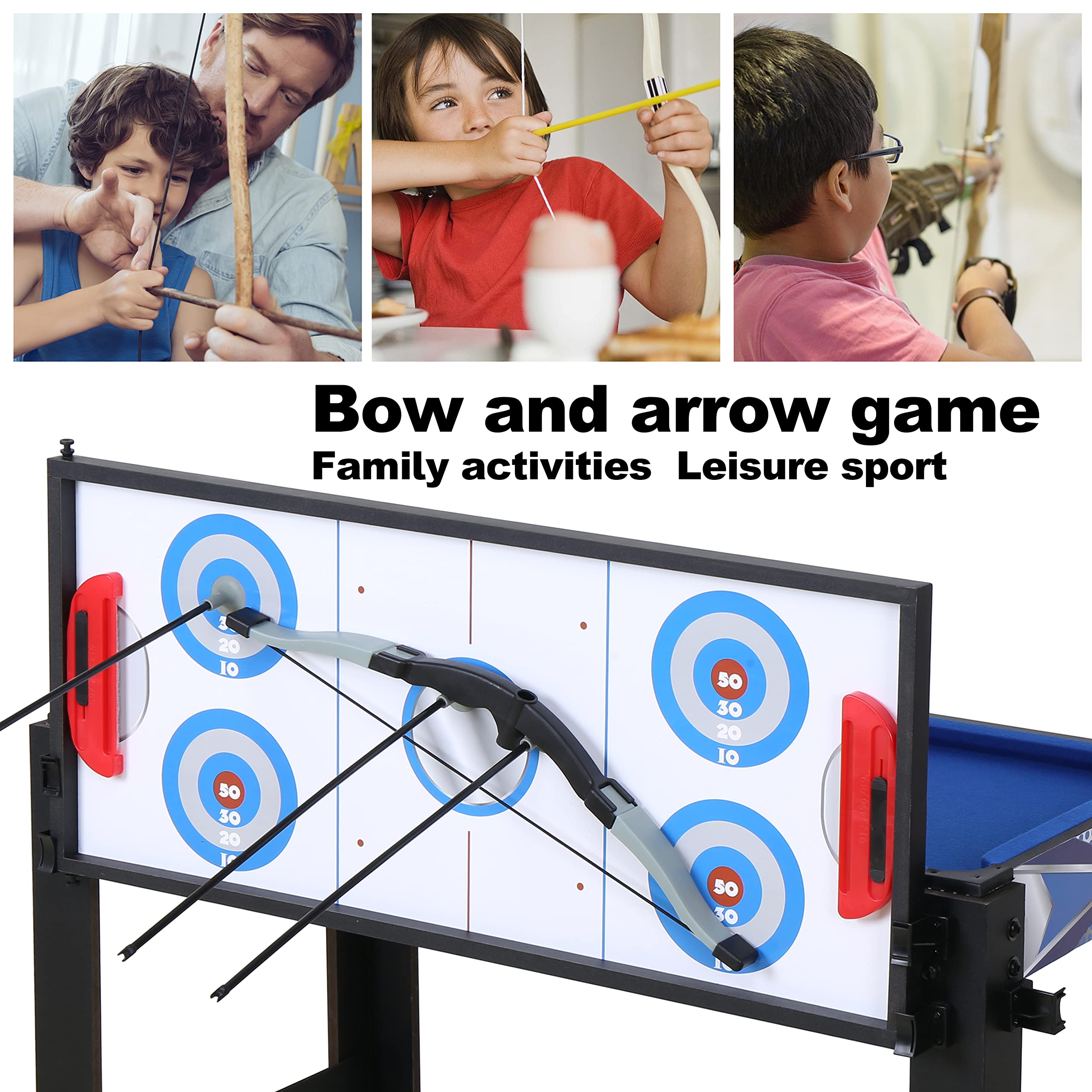 HLC 3ft 5-in-1 Multi Game Table Set - Foldable Pool, Hockey, Ping Pong, Basketball & Archery Combo for Indoor & Outdoor Family Fun