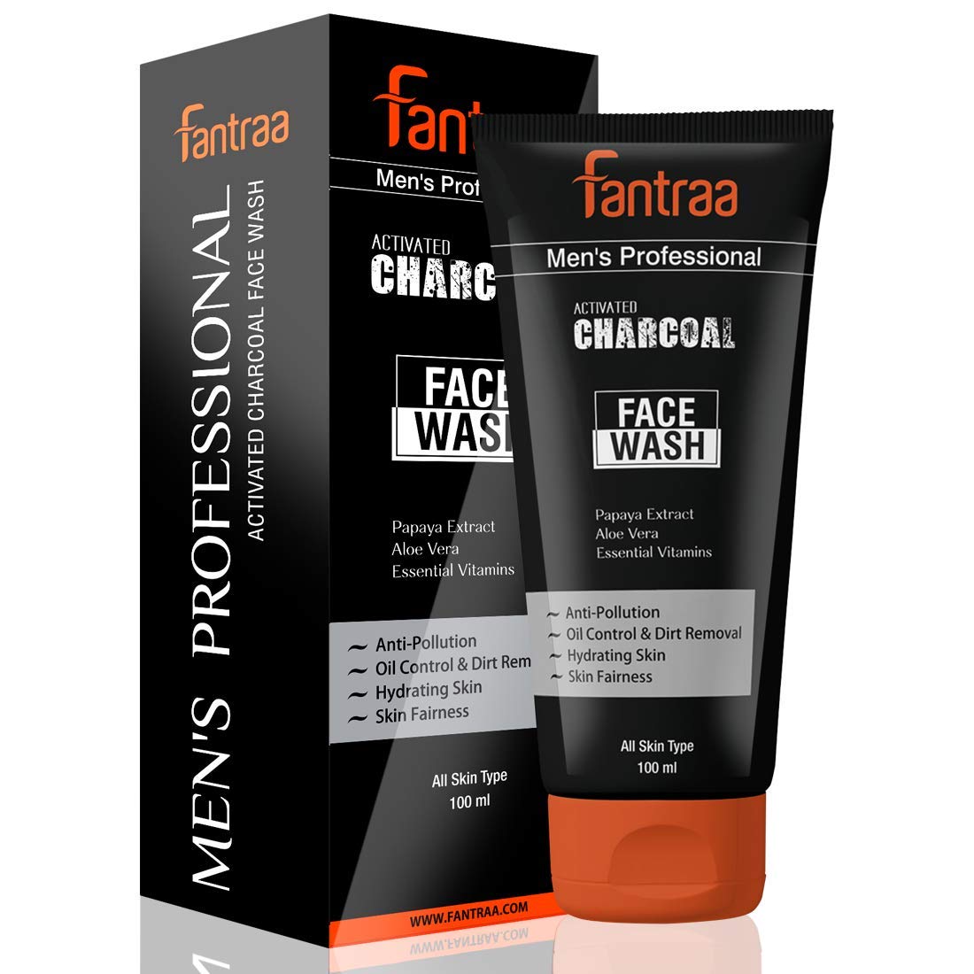 Fantraa Activated Charcoal Face Wash for Acne & Oil Control - 100ml | Anti-Pollution, Skin Brightening & Whitening | All Skin Types | Men & Women | Daily Deep Cleansing for Clearer Skin