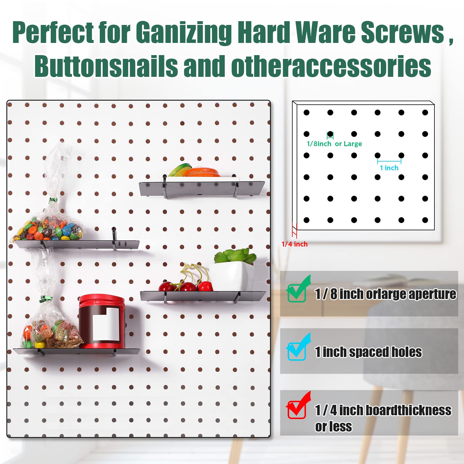 4 Pack Black Steel Pegboard Shelves & Brackets - 10 x 4 Inch Wall Organizer Trays for Craft Room, Garage, Kitchen, Nursery & Workbench - Durable Pegboard Accessories & Storage Solutions for Home Organization