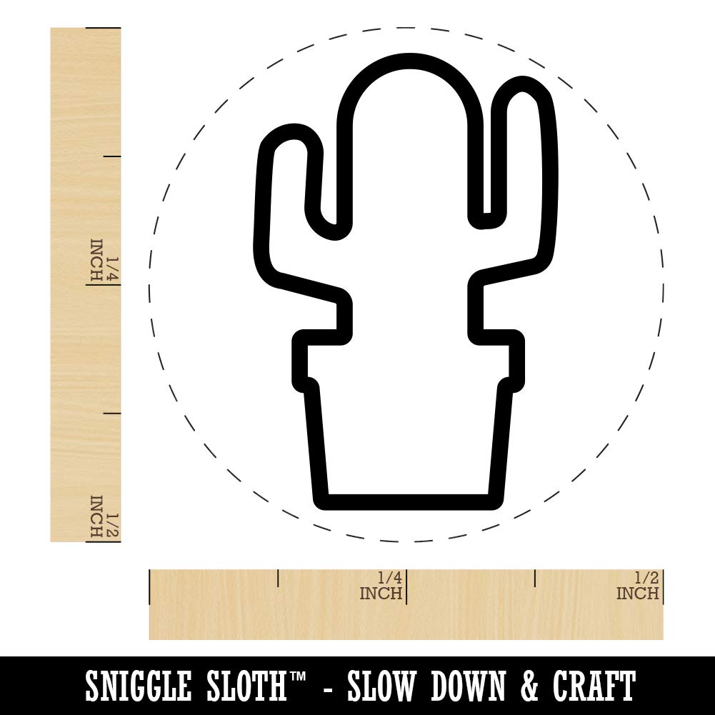 Mini 1/2 Inch Cactus in Pot Outline Rubber Stamp for DIY Scrapbooking, Card Making, Journaling & Planner Decoration - Perfect for Crafting, Gift Wrapping & Home Decor Projects
