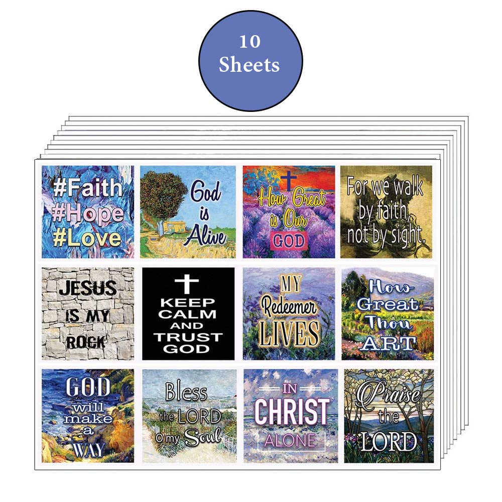 Christian Bible Verse Stickers (10 Sheets) - for Journals, Planners & Gifts