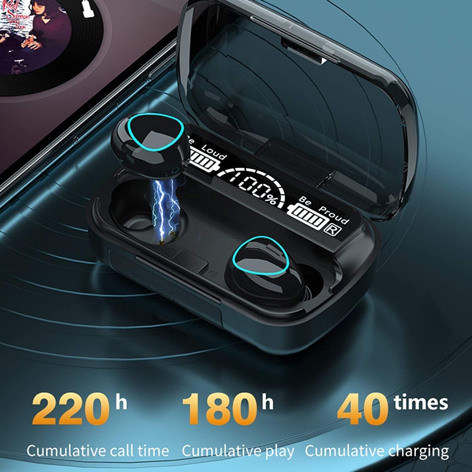 Wireless Earbuds Bluetooth 5.3 Headphones - 136Hrs Playtime, Digital Display Charging Case, IPX7 Waterproof Sports Earphones with Mic for iPhone Android TV - Perfect for Gym, Running & Travel