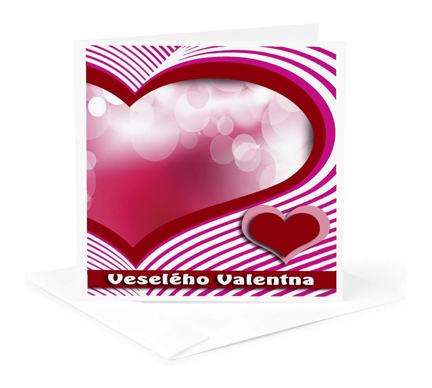 3D Rose Happy Valentine's Day Greeting Cards in Czech - Bubbles and Hearts Design, 6 x 6 Inches, Set of 6 (gc_40286_1) - Perfect for Romantic Gifts, Wedding Favors, and Anniversary Celebrations