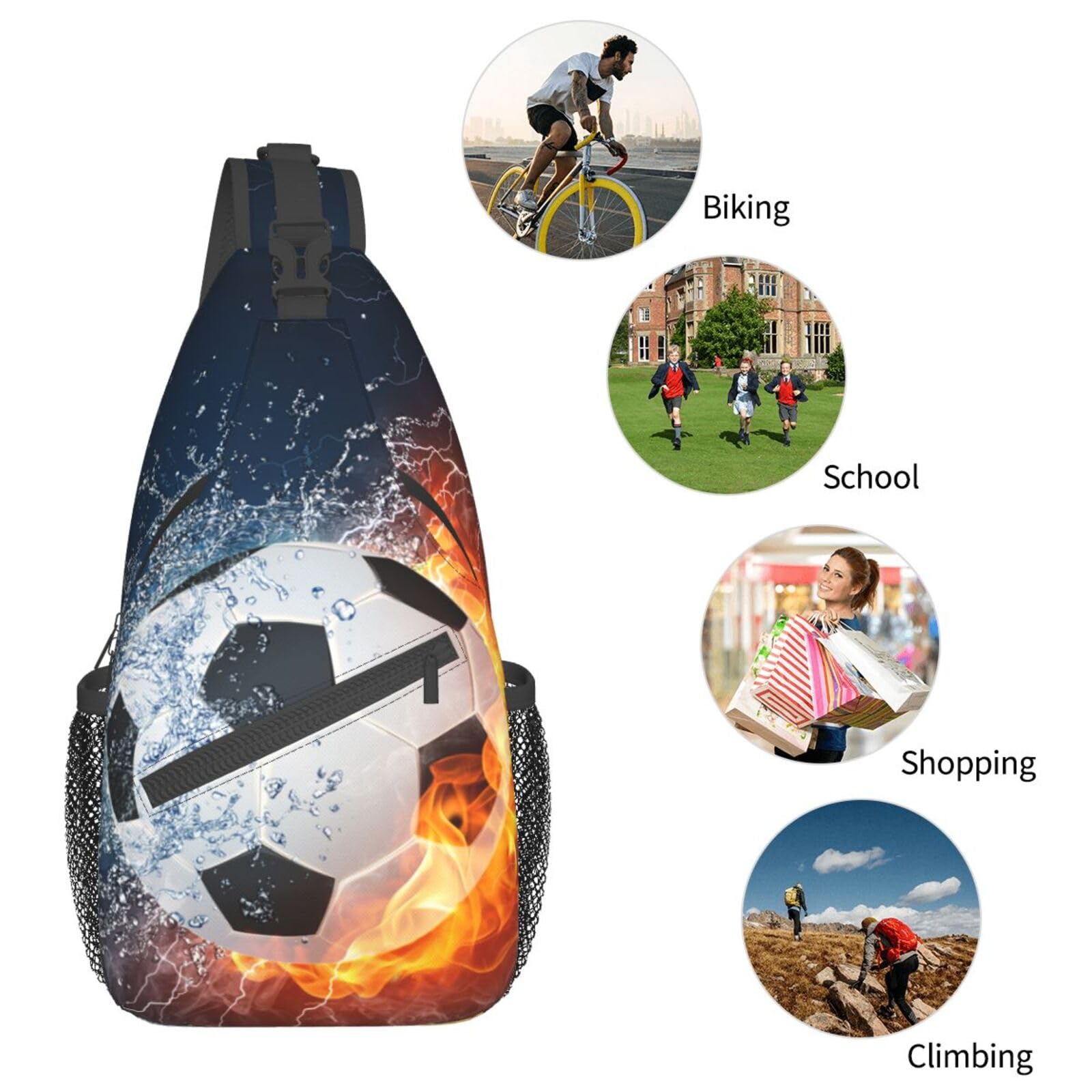 VOOHDDY Soccer Ball Crossbody Sling Bag - Waterproof Sports Shoulder Bag for Men & Women - Perfect for Travel, Hiking, Gym & Casual Daily Use