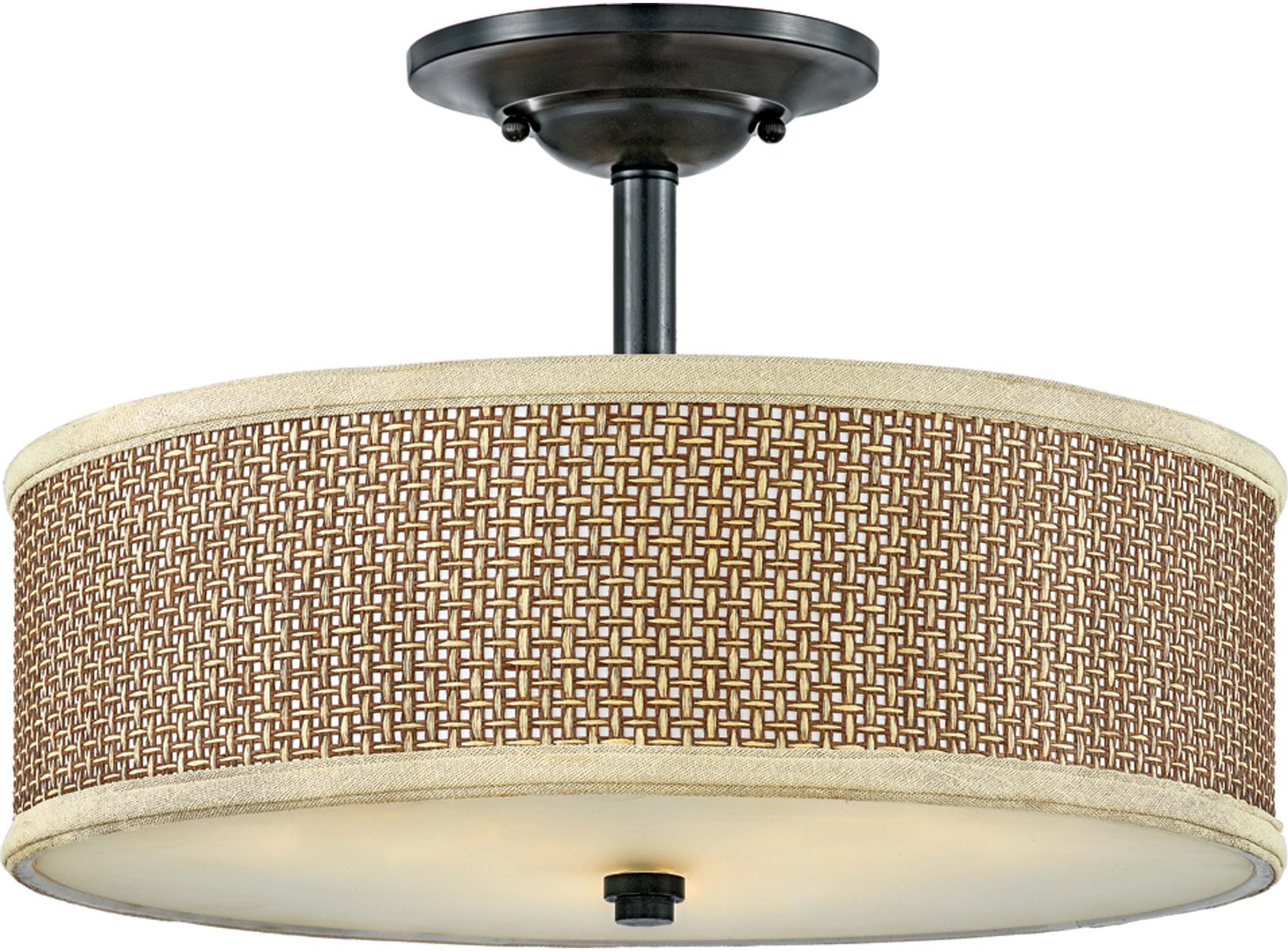Quoizel Zen 3-Light Semi-Flush Mount Ceiling Light Fixture in Mystic Black - Modern Lighting for Bedroom, Hallway & Entryway