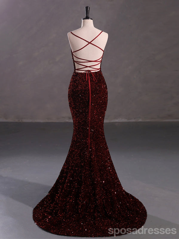 Elegant Burgundy Mermaid Prom Dress with Spaghetti Straps & Backless Design - Affordable Formal Gown for Homecoming, Evening Party & Special Occasions