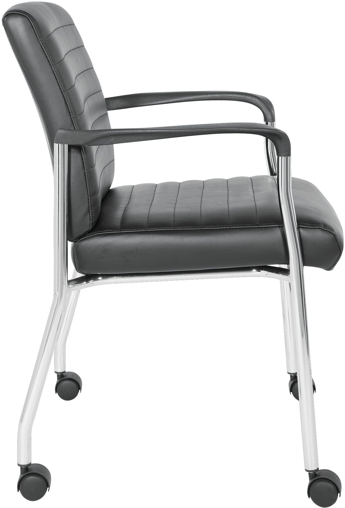 Office Star Guest Chair with Casters [FL38640] - Ergonomic Rolling Visitor Chair for Home Office, Conference Room & Reception Area