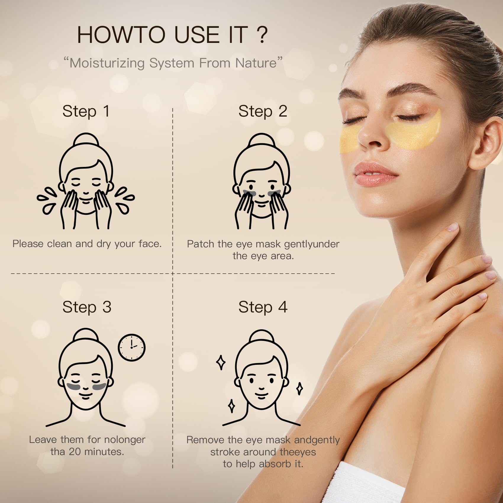 24K Gold Under Eye Patches (60PCS) - Anti-Puffiness Eye Mask for Dark Circles, Fine Lines & Wrinkles | Collagen Infused Skincare Treatment for Brightening & Hydration | Perfect for Morning Routine, Travel & Nighttime Skin Care
