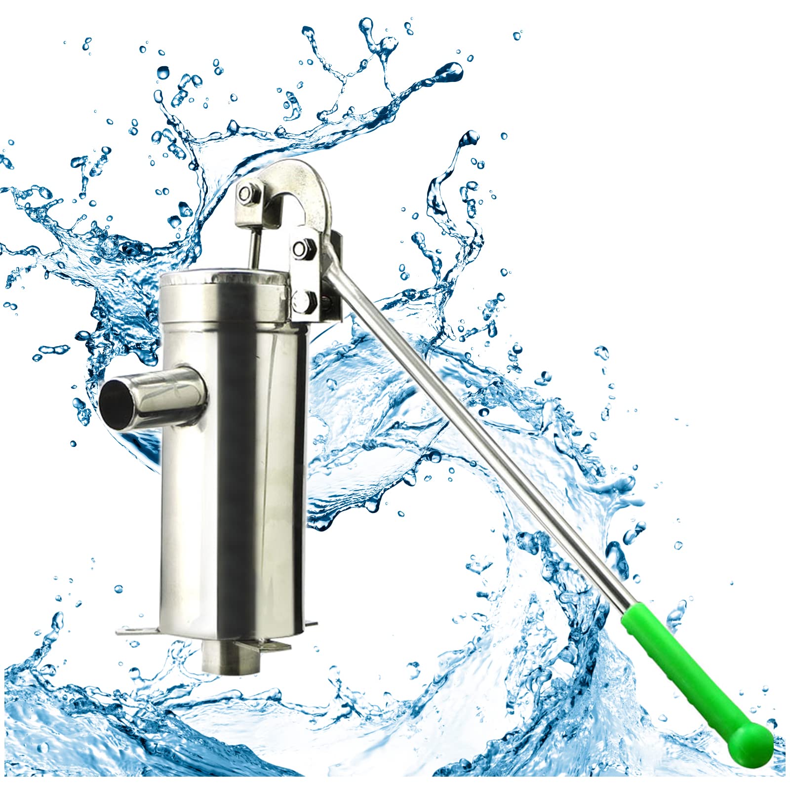 Stainless Steel Manual Water Pump for Home, Garden, Patio - Outdoor Hand Pump for Water Fountains, Irrigation & DIY Projects
