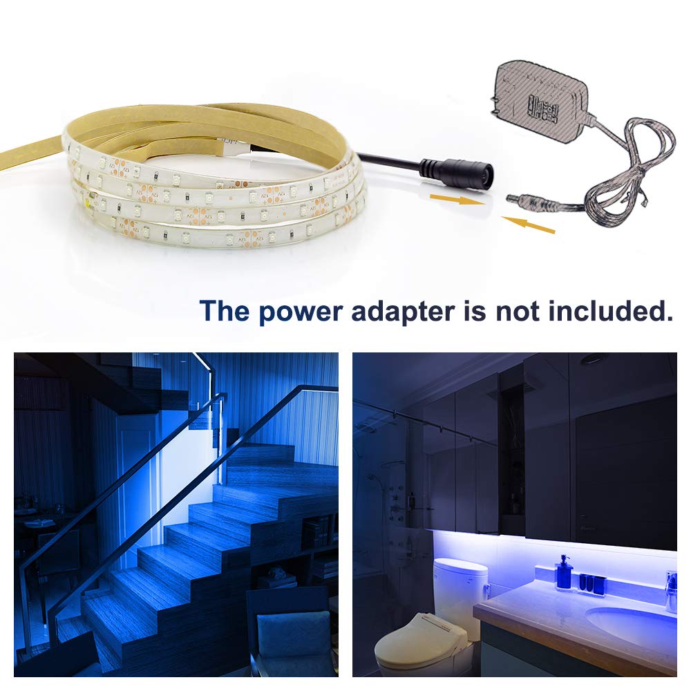 16.4ft LED Strip Lights 300 LEDs 2835 SMD Flexible Light Strips for Home, Kitchen, Bedroom, Bar - Blue (Power Supply Not Included) | Perfect for Accent Lighting, Under Cabinet, and Party Decorations