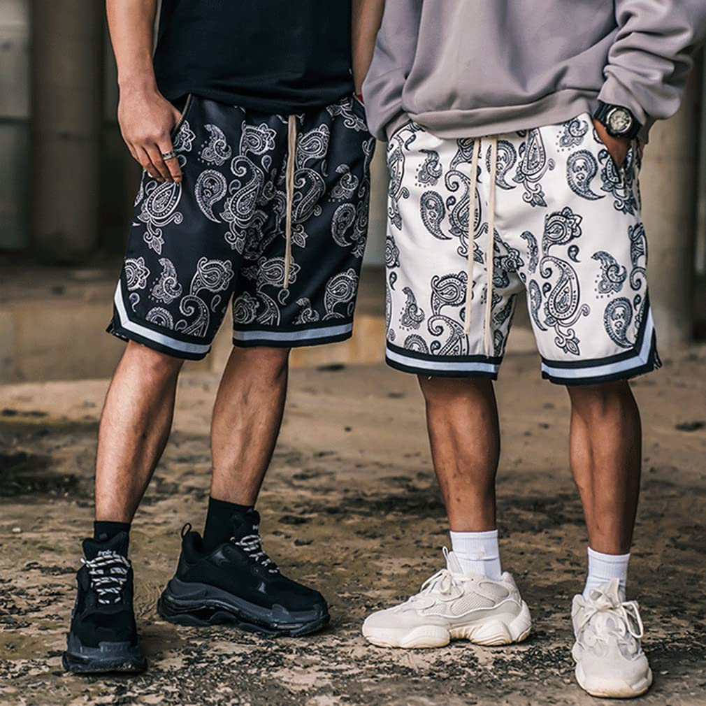 BOOMLEMON Men's Paisley Print Athletic Shorts - Breathable Workout Basketball Running Shorts for Men - Gym, Casual Wear & Summer Outdoor Activities
