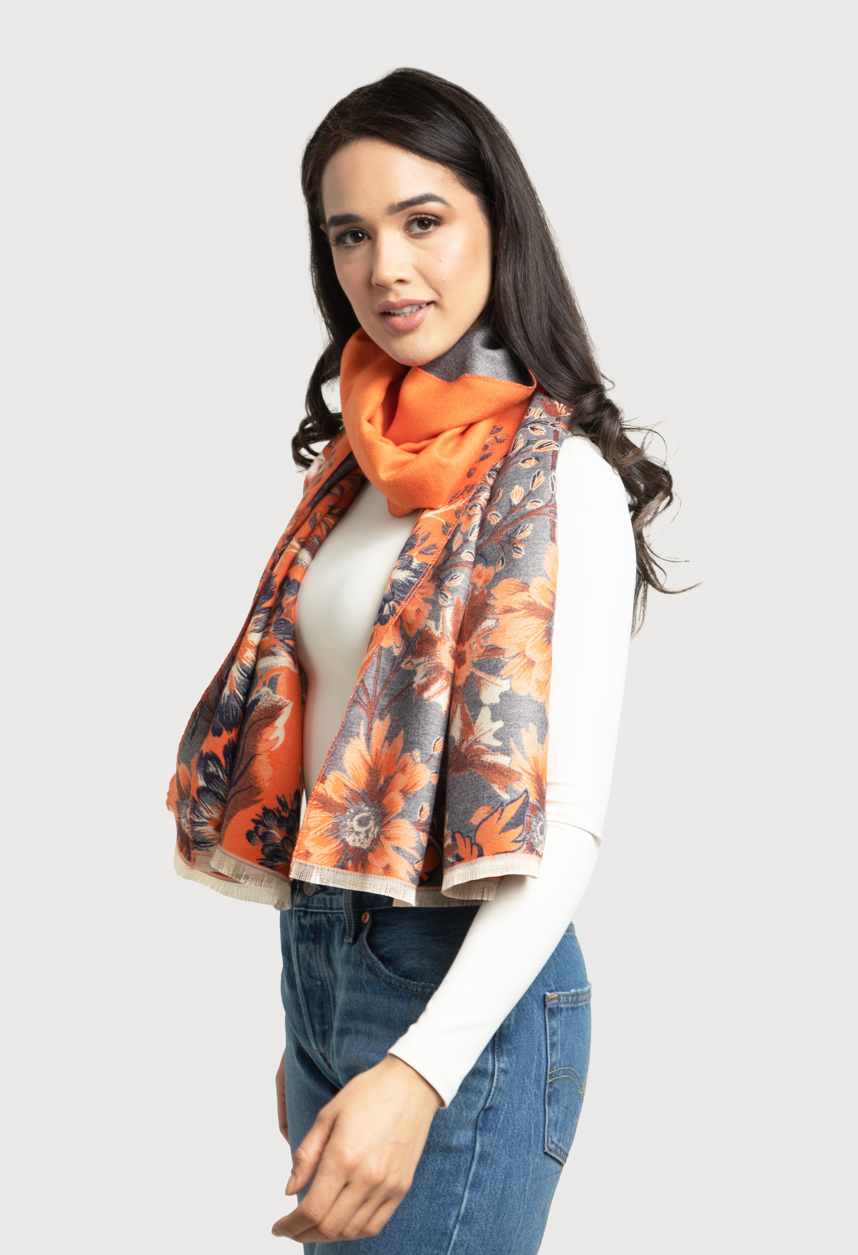 Reversible Floral Oversized Scarf - Soft Winter Shawl Wrap for Women - Perfect for Cold Weather, Travel & Fashion Accessories