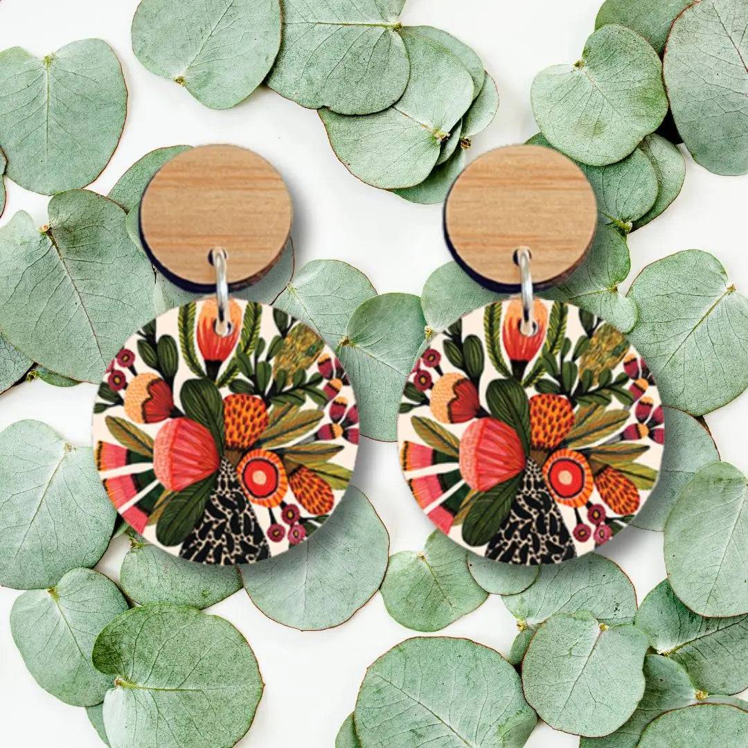 Handmade Australian Native Flowers Wooden Earrings | Boho Nature-Inspired Jewelry for Women | Perfect for Festivals, Weddings & Everyday Wear