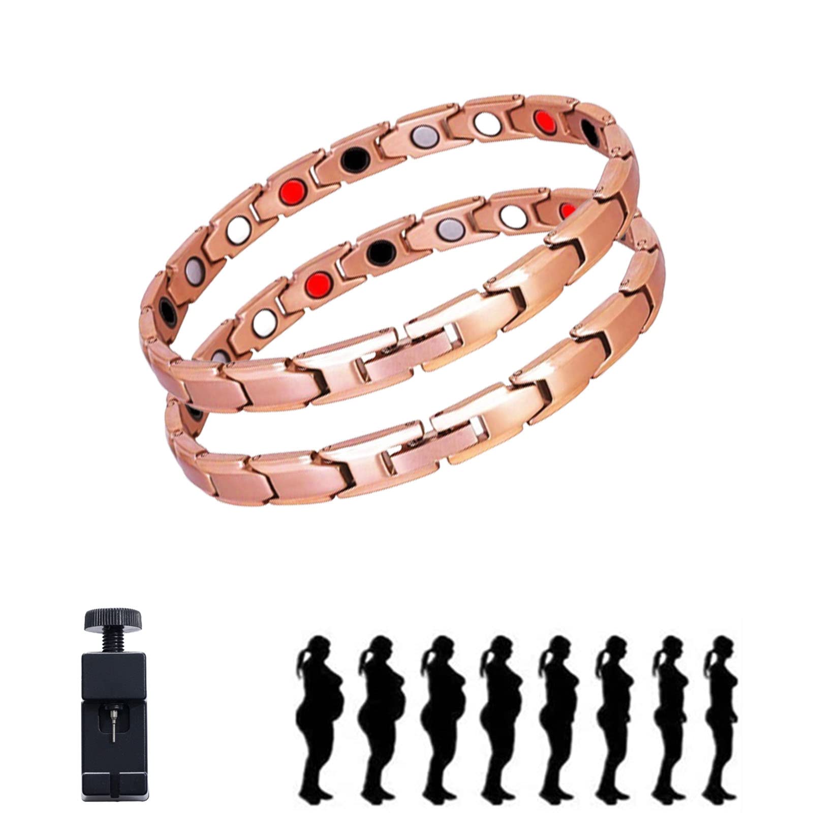 Imagineitem Magnetic Lymph Detox Bracelet - 2PCS Lymphatic Drainage Magnetic Therapy Bracelet for Weight Loss & Stress Relief - Unisex Rose Gold Magnetic Bracelets for Women & Men - Perfect for Wellness, Yoga & Daily Wear