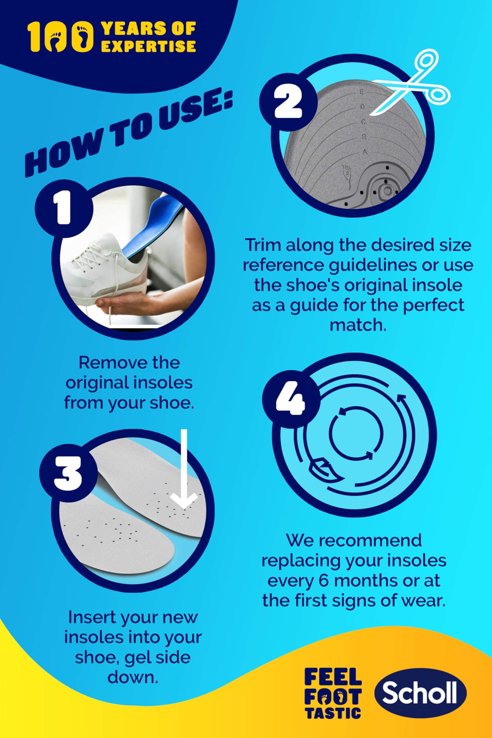 Scholl Women's Gel Activ Work Insoles for Comfort & Support - UK Size 3.5-7.5 - Perfect for Nurses, Teachers & Standing All Day