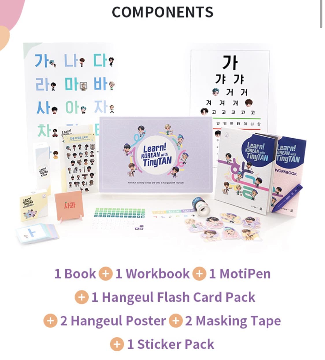 Official BTS TinyTAN Korean Language Learning Kit - Fun K-Pop Study Set for Beginners | Learn Korean with BTS Merchandise for Fans & Language Learners