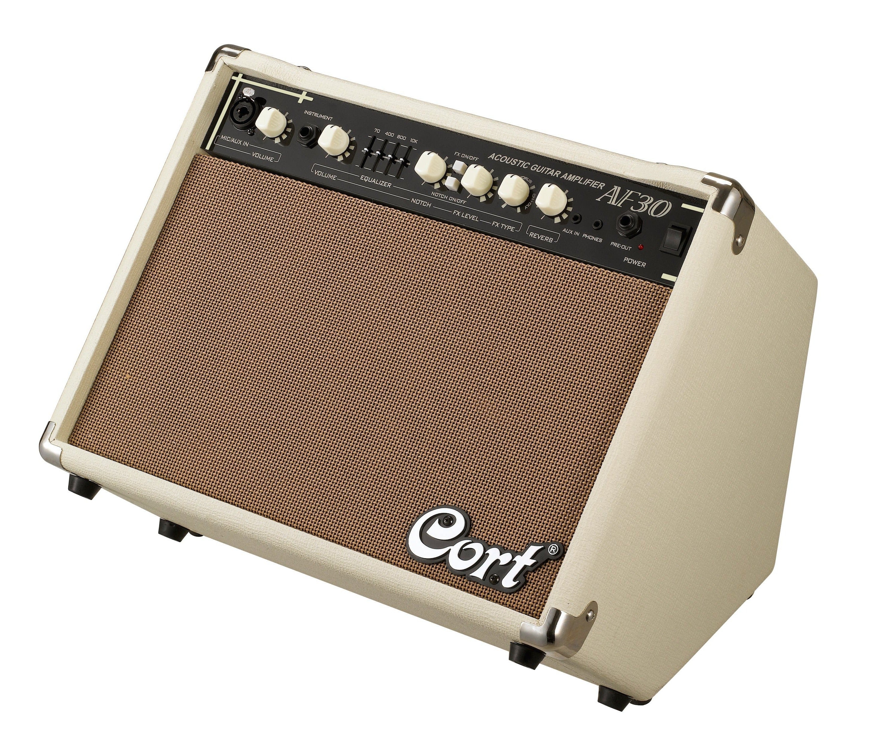 Cort AF30 30W Acoustic Guitar Amplifier - Ivory | Portable Electric Guitar Amp for Home, Studio & Live Performances | Perfect for Musicians & Beginners