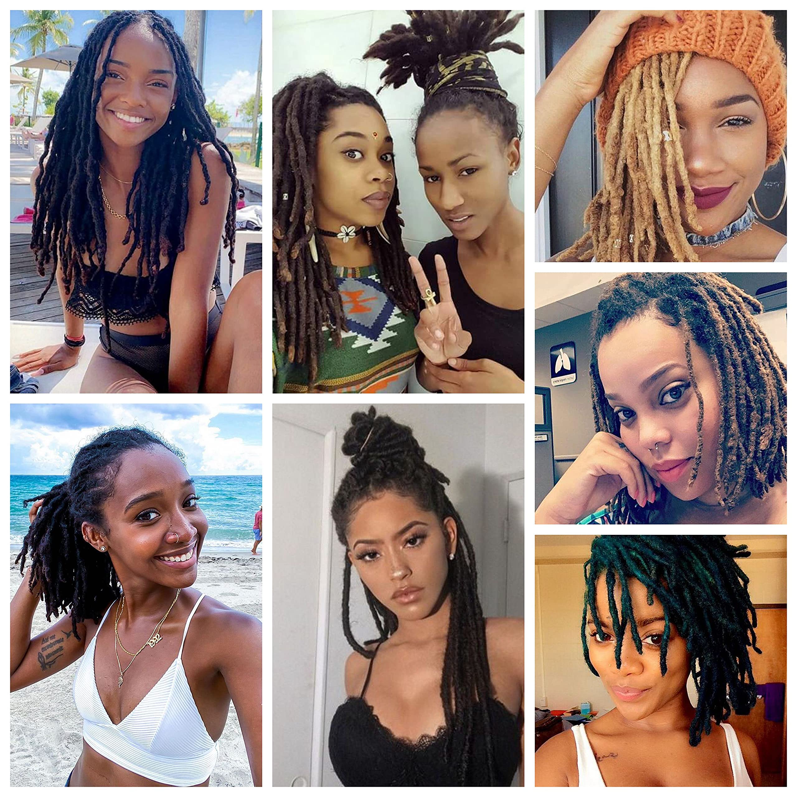 12 Inch 70 Strands 100% Real Human Hair Dreadlock Extensions for Men & Women - Handmade 0.6cm Thick, Bleach & Dye Friendly Permanent Loc Extensions - Perfect for Natural Hairstyles, Cosplay & Protective Styling