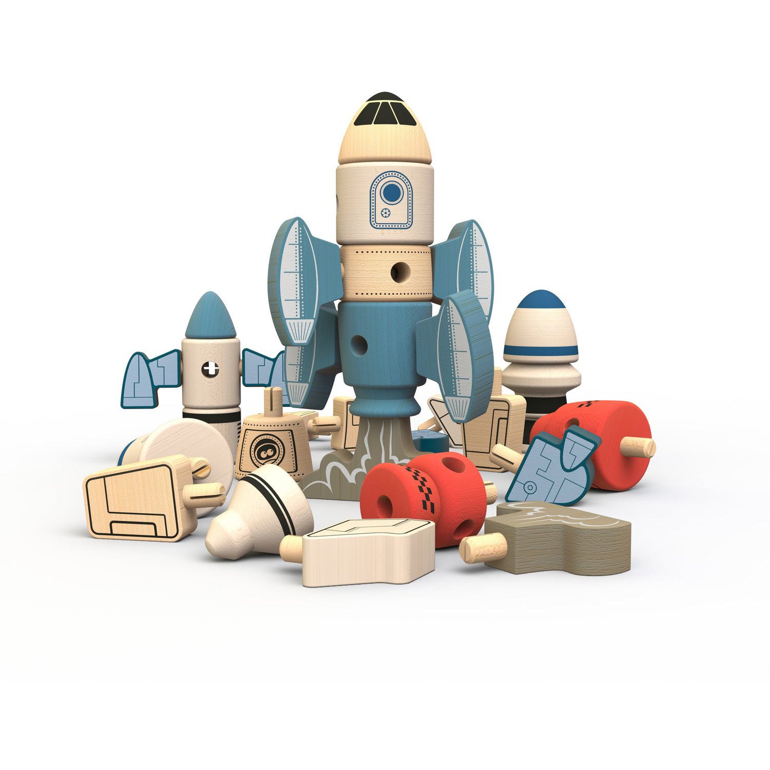 BeginAgain Tinker Totter Rockets - Wooden Balancing Stacking Toy for Kids Ages 3+ | STEM Learning, Fine Motor Skills Development | Perfect for Playroom, Classroom & Birthday Gifts